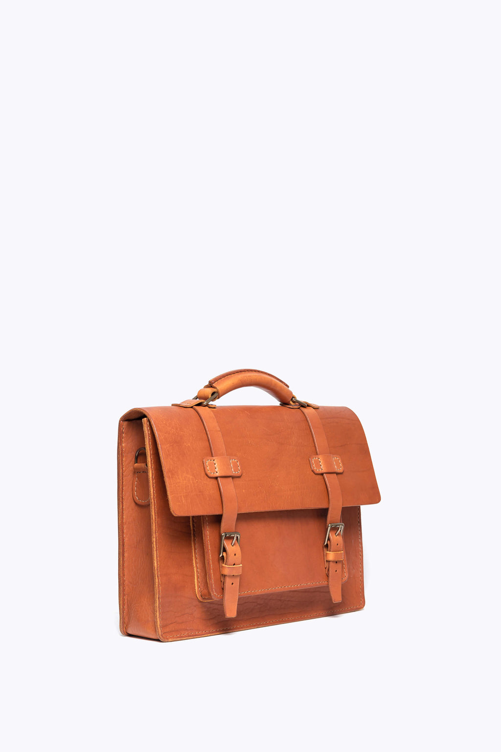 BennyBee Leather Messenger Bag 15" Cognac
