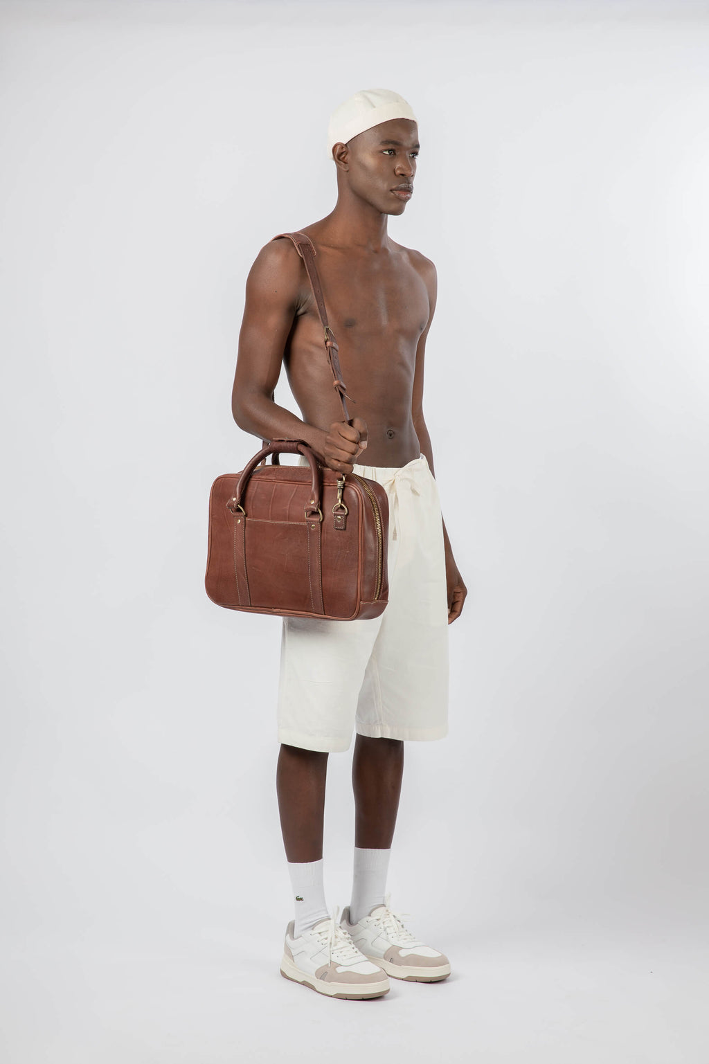 Slim Leather Laptop Bag Chestnut