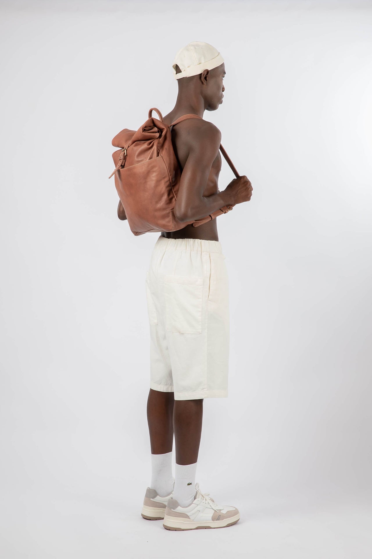 Soft Leather Rolltop Backpack 16" Chestnut