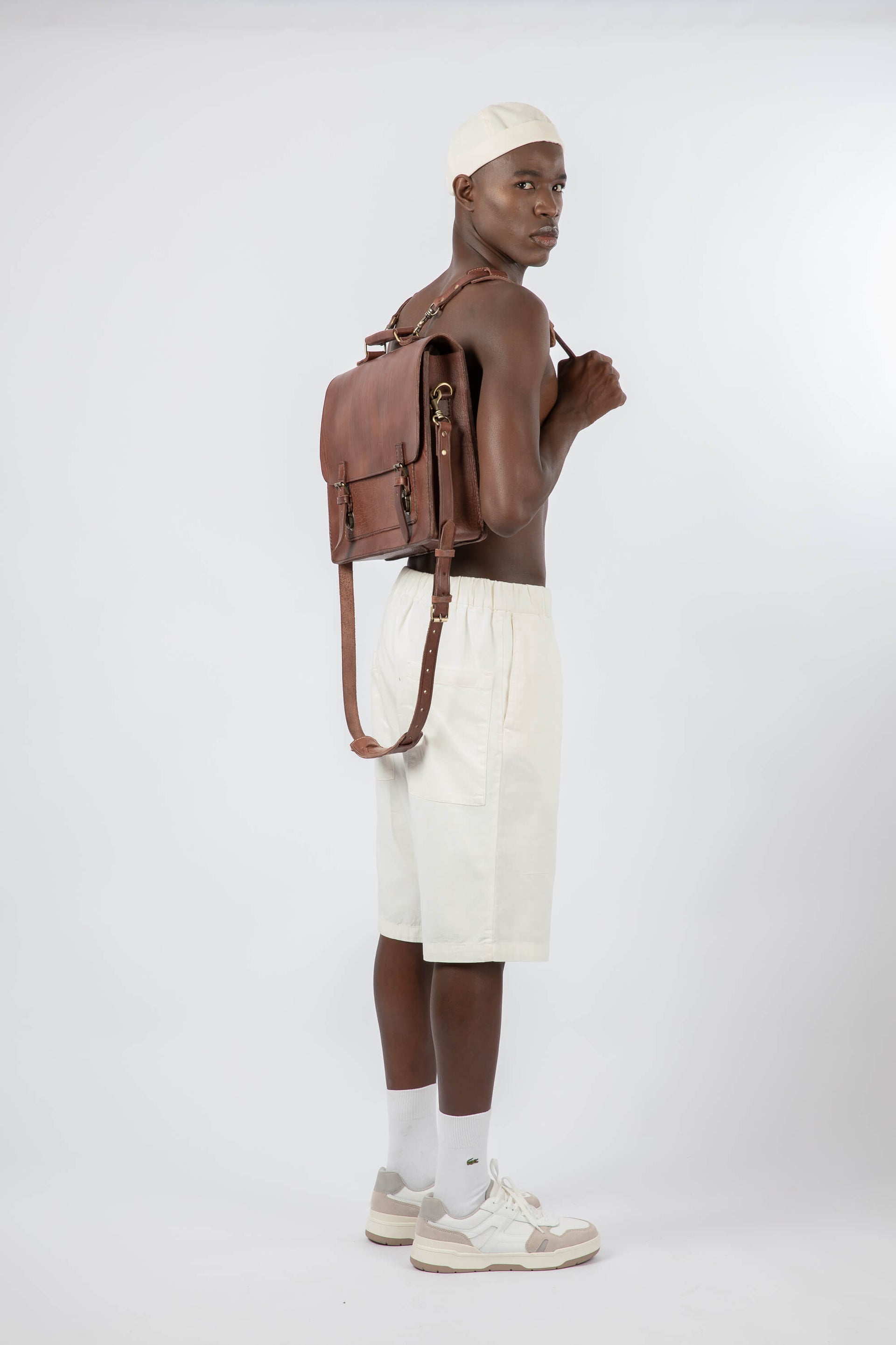 Leather Backpack Straps for Messenger Bag  Chestnut
