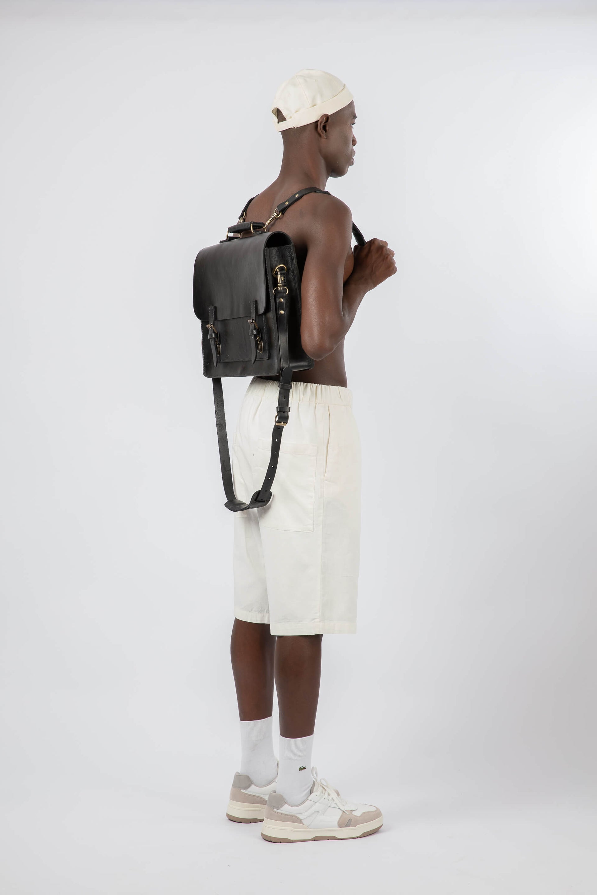 Leather Backpack Straps for Messenger Bag Black