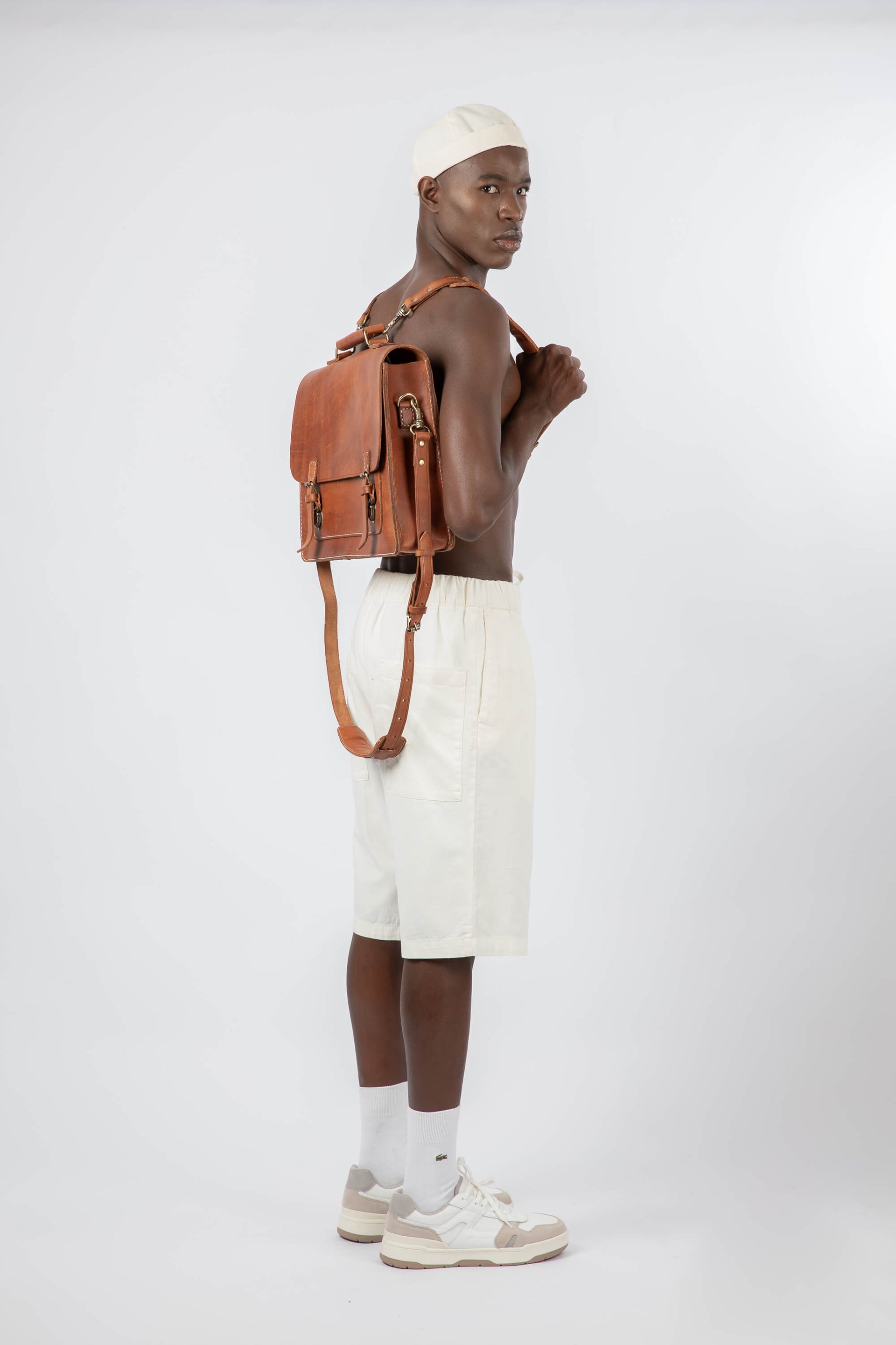 Leather Backpack Straps for Messenger Bag Cognac