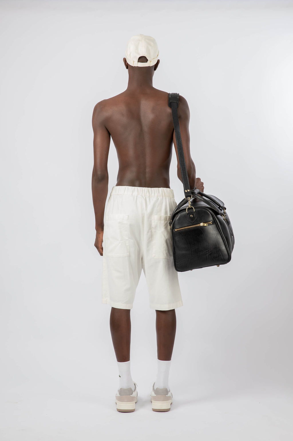 Leather Large Duffle Bag Black