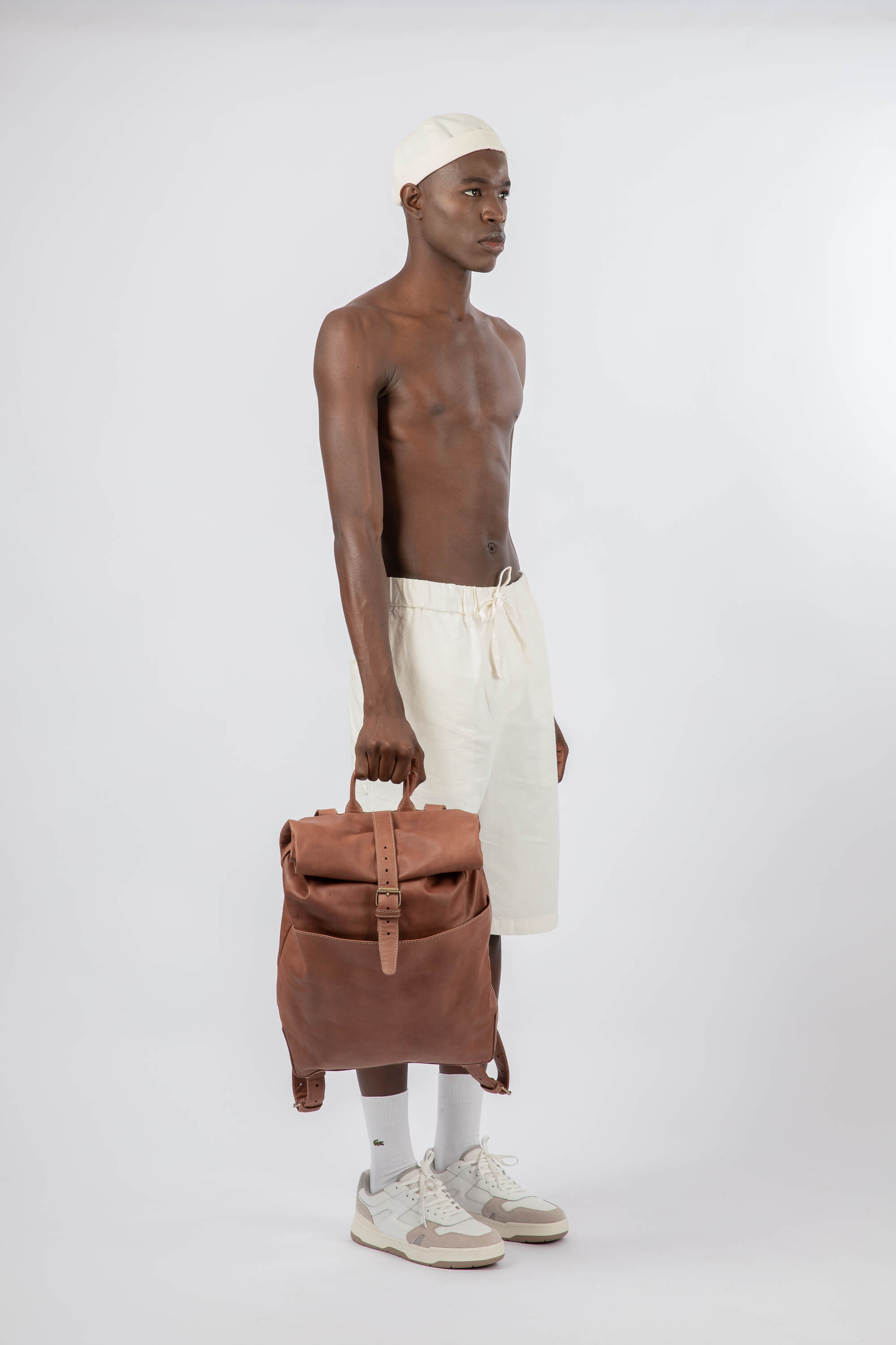 Soft Leather Rolltop Backpack 16" Chestnut