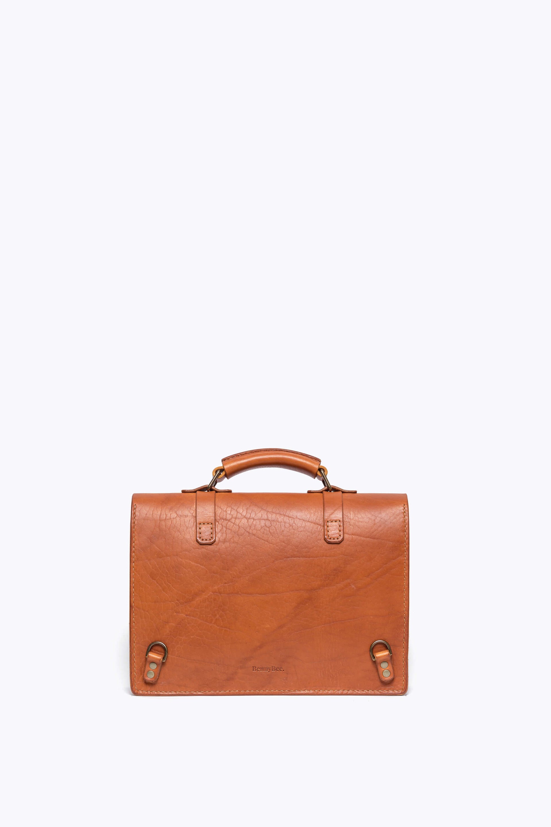 BennyBee Leather Messenger Bag 13" Cognac