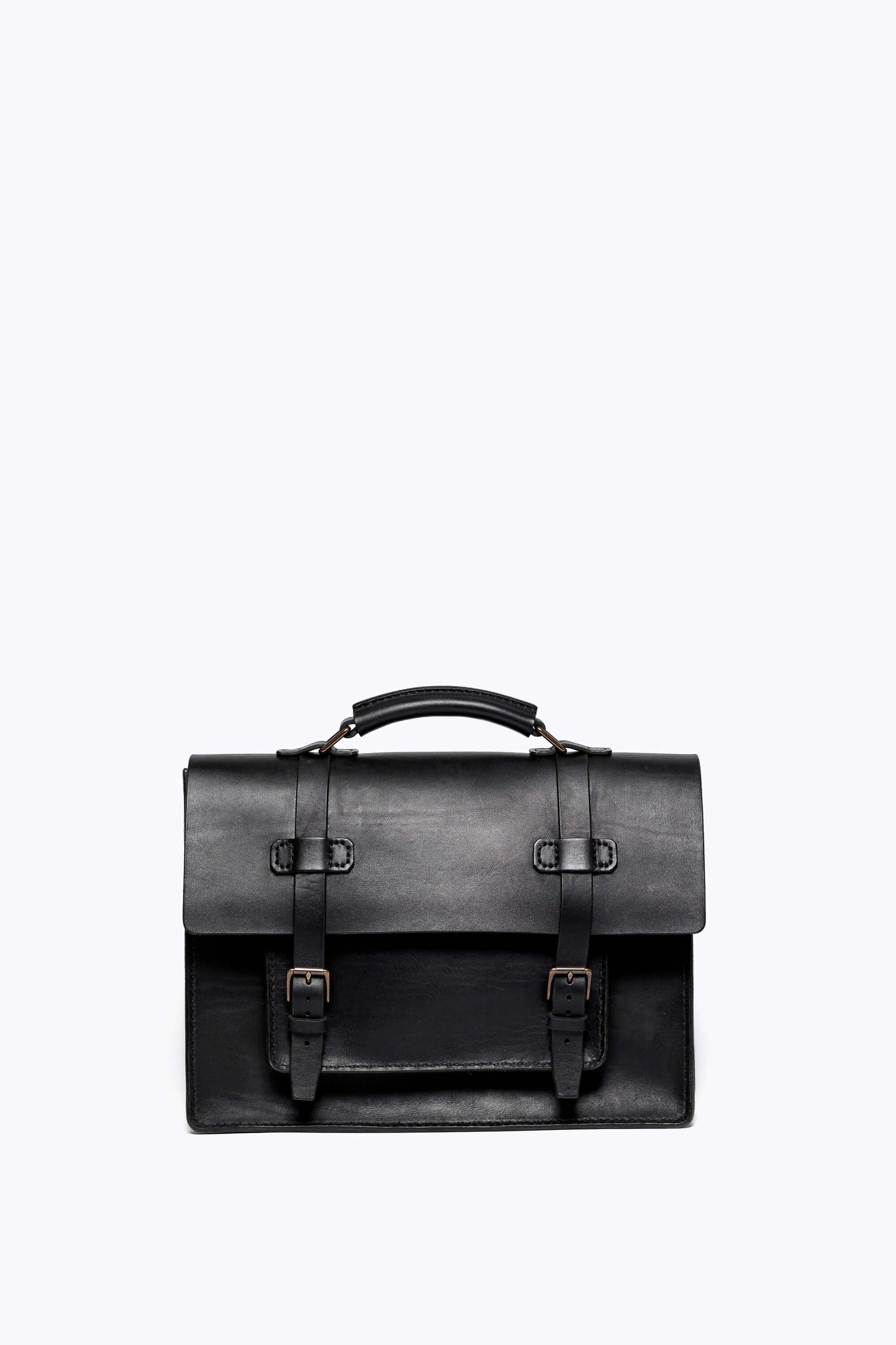 BennyBee Leather Messenger Bag 15" Black