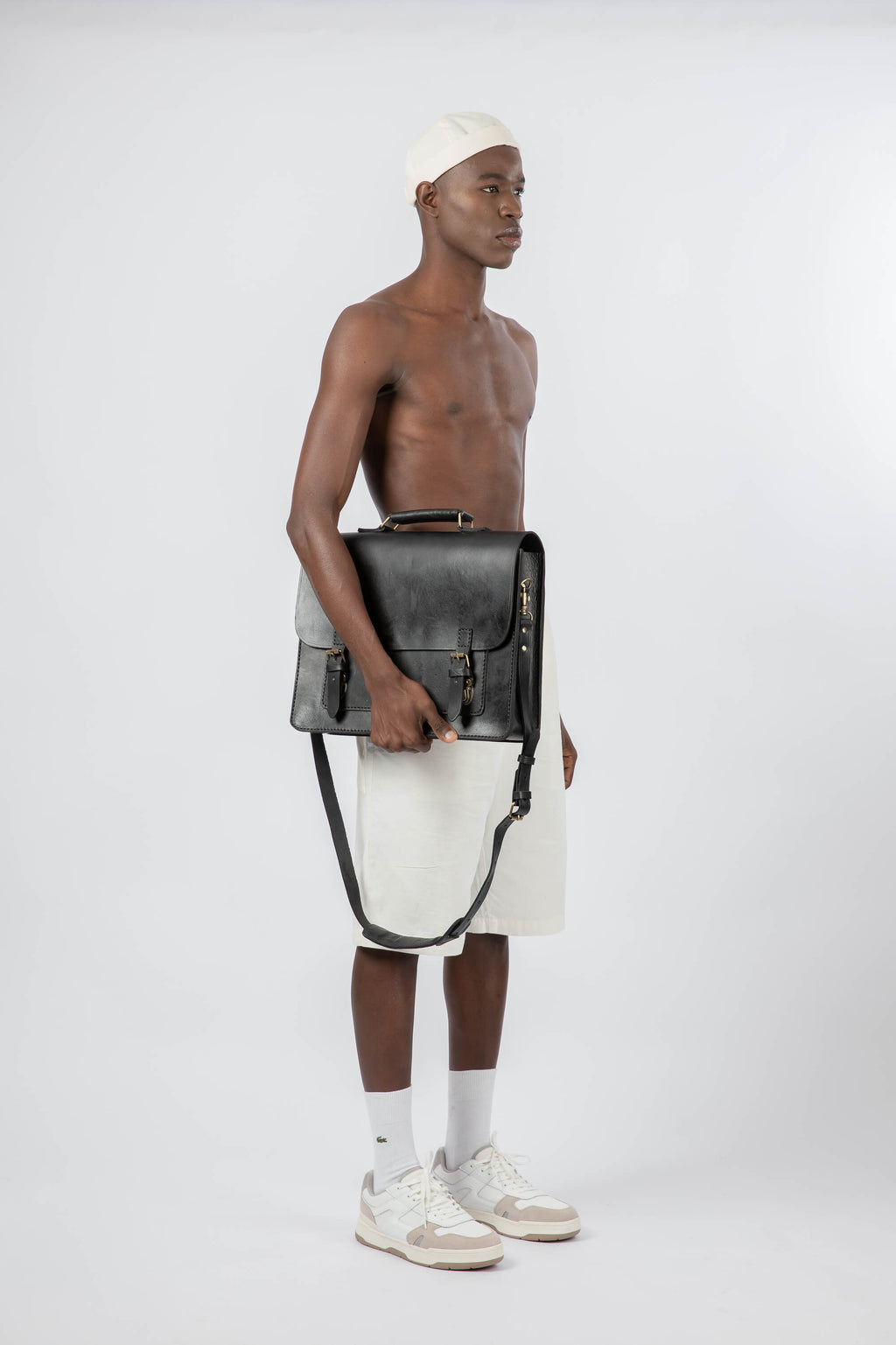 Leather Messenger Bag 15" Black