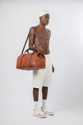 Leather Weekender Bag Cognac
