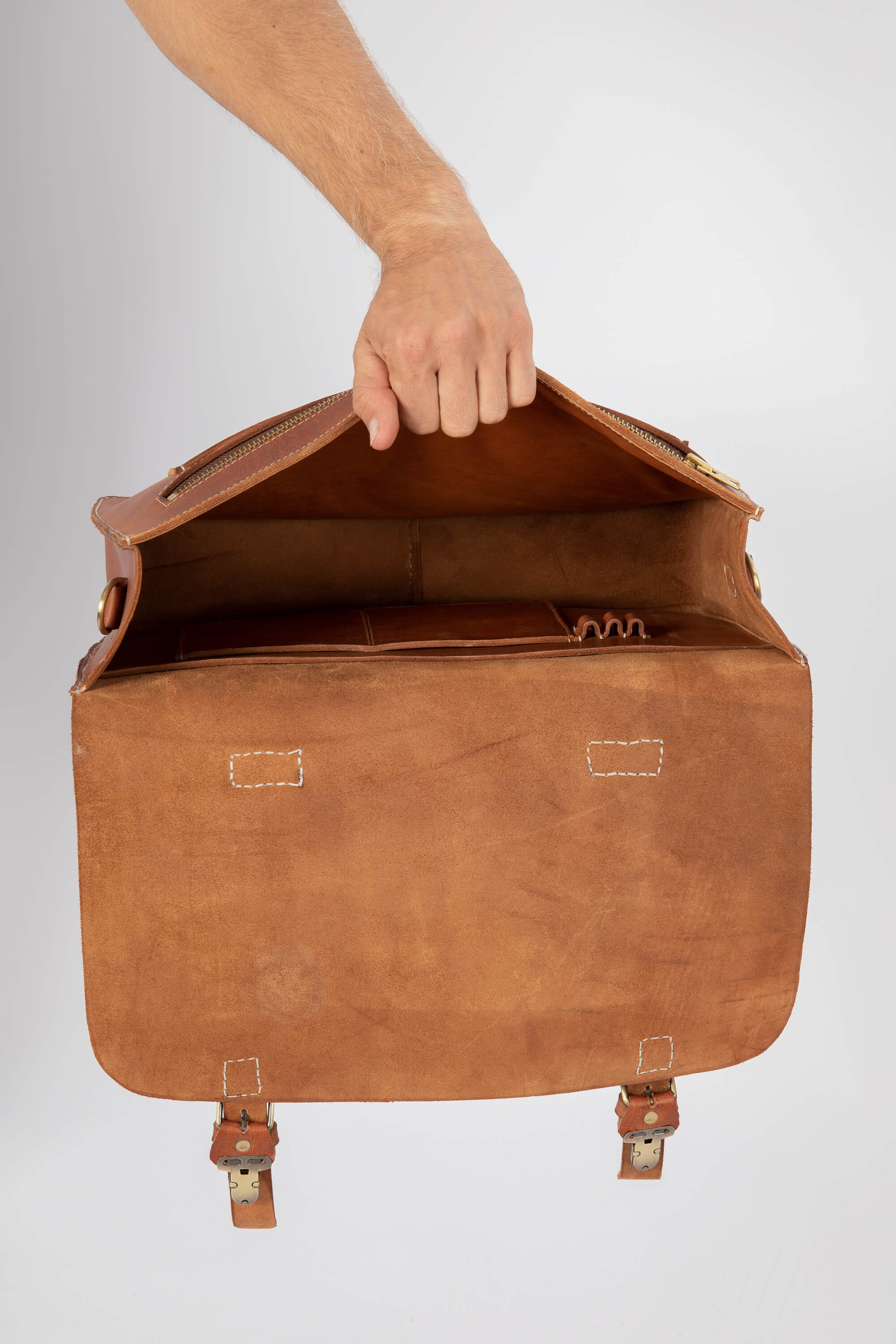 Cognac leather messenger on sale bag