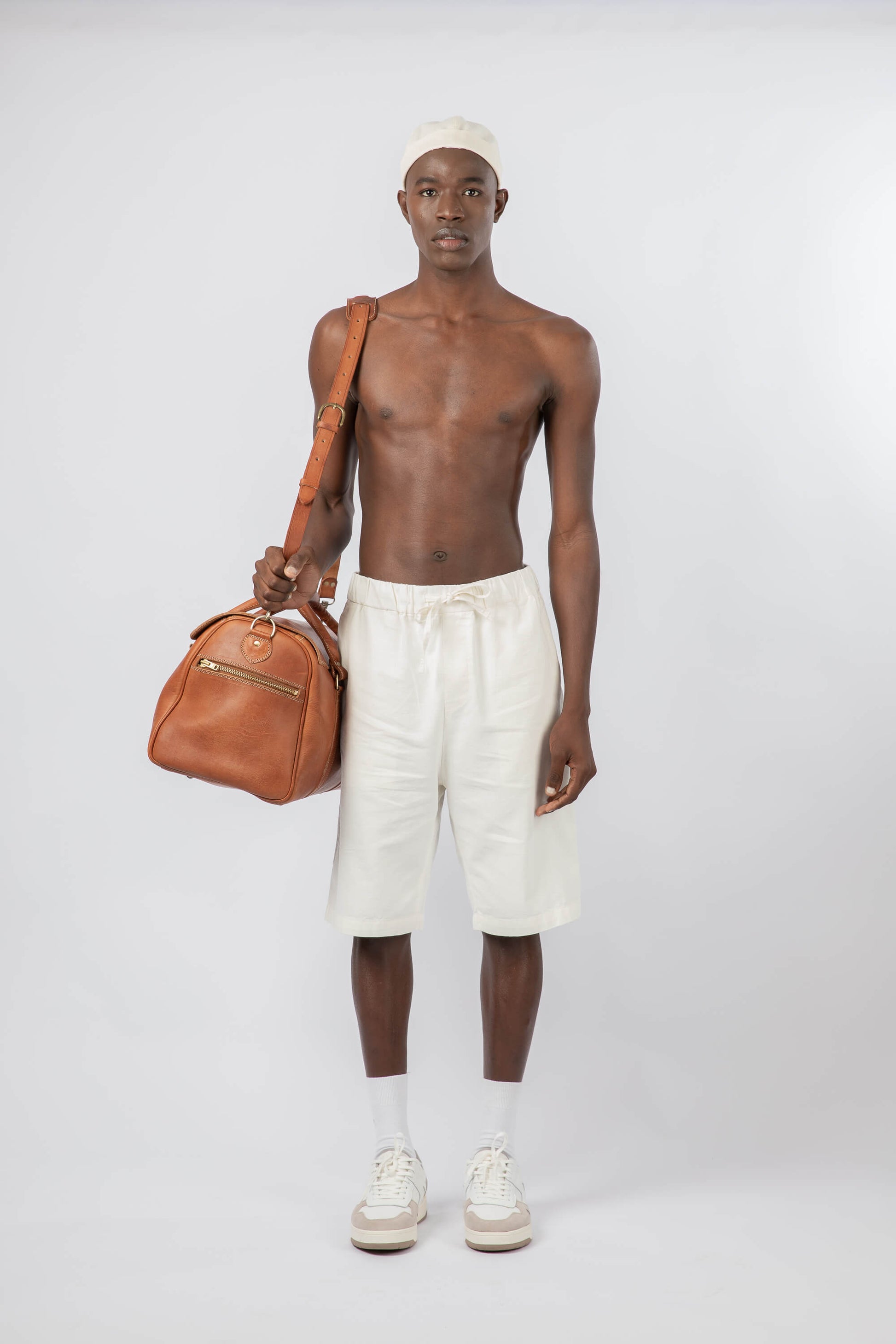 Leather Medium Duffle Bag Cognac