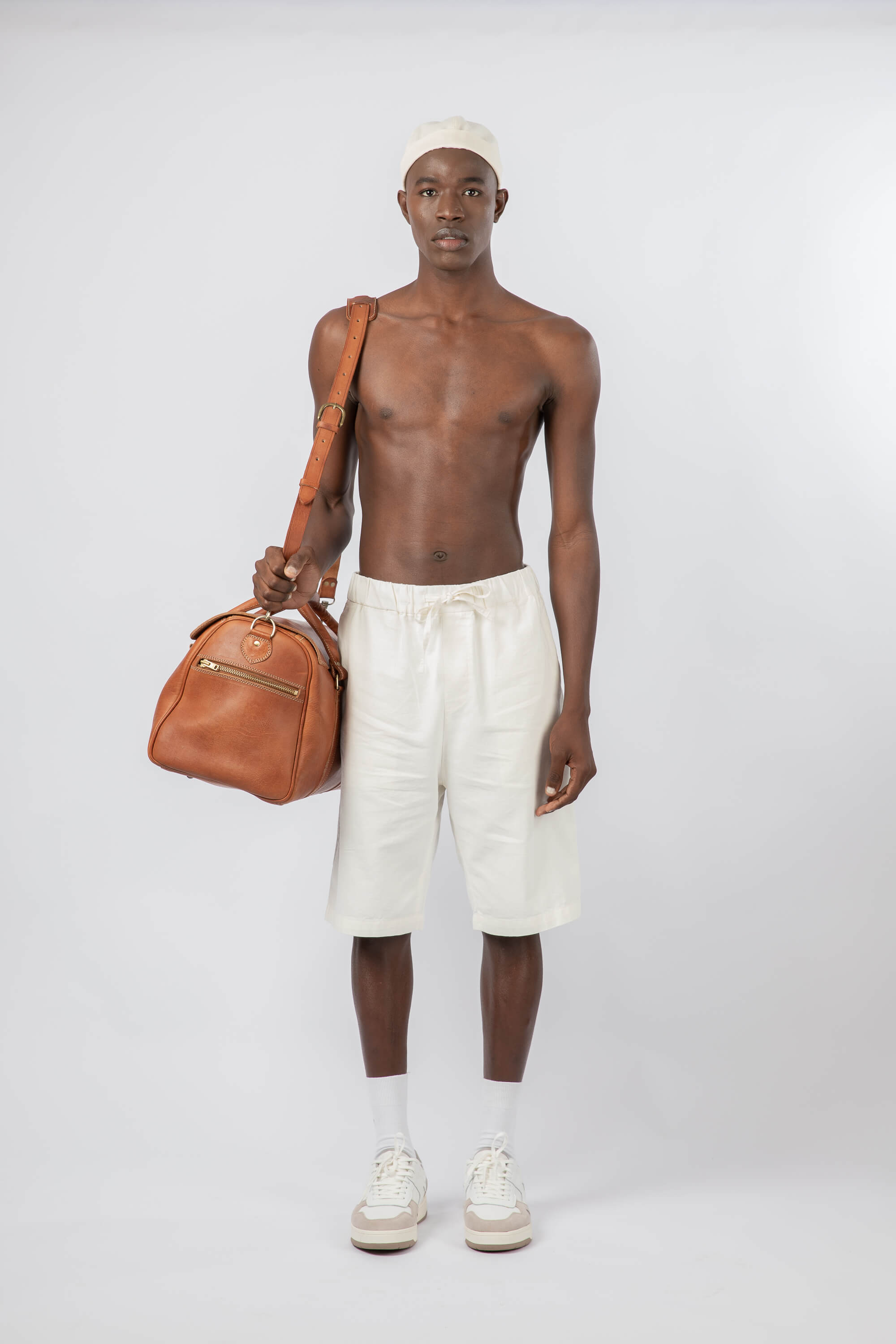 Leather Medium Duffle Bag Cognac