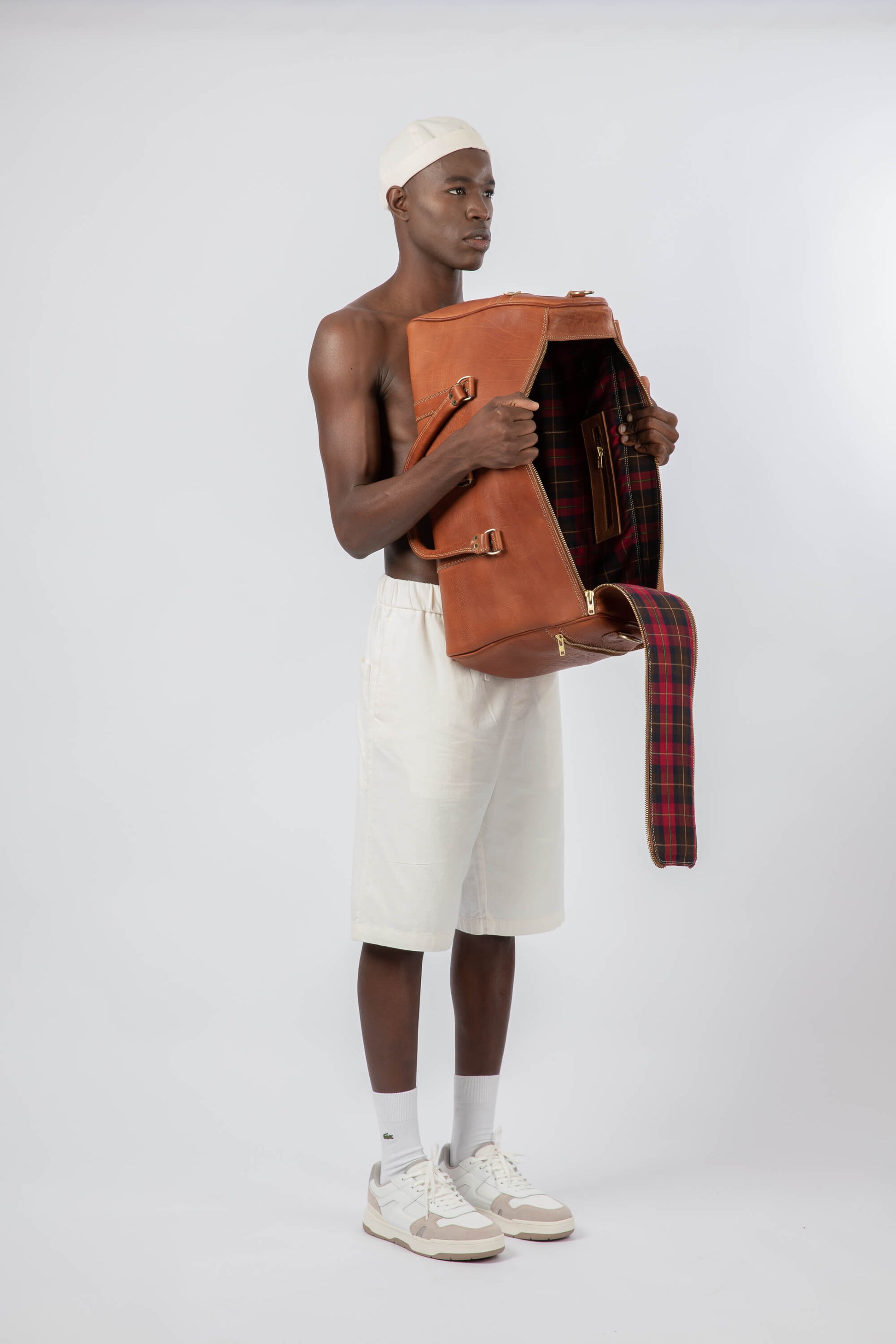 Leather Medium Duffle Bag Cognac