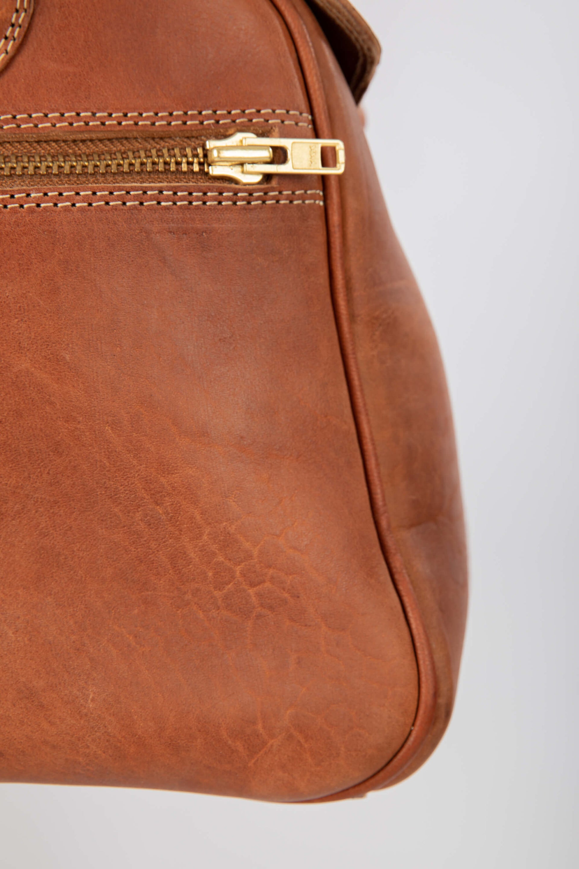 Leather Medium Duffle Bag Cognac