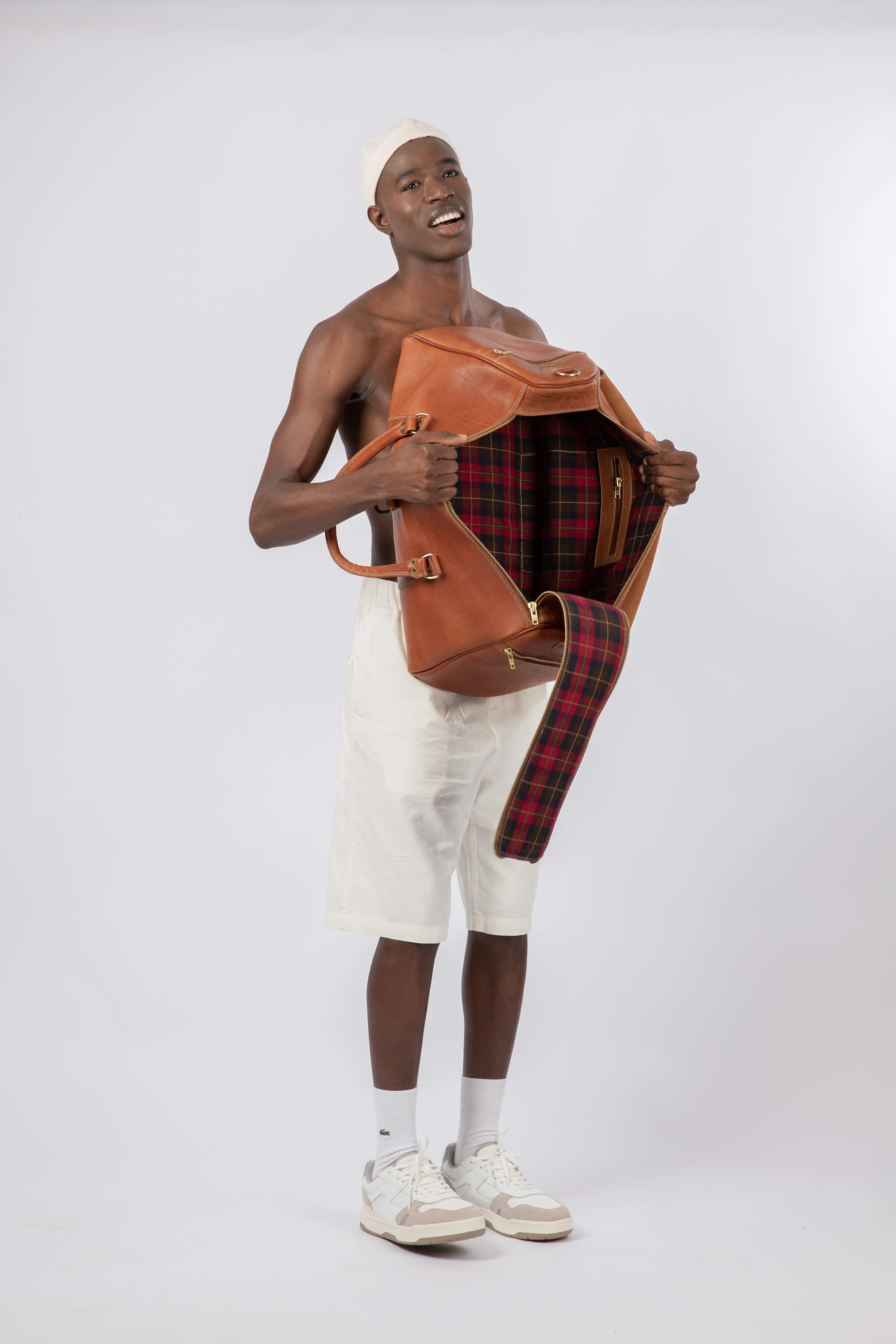 Leather Medium Duffle Bag Black