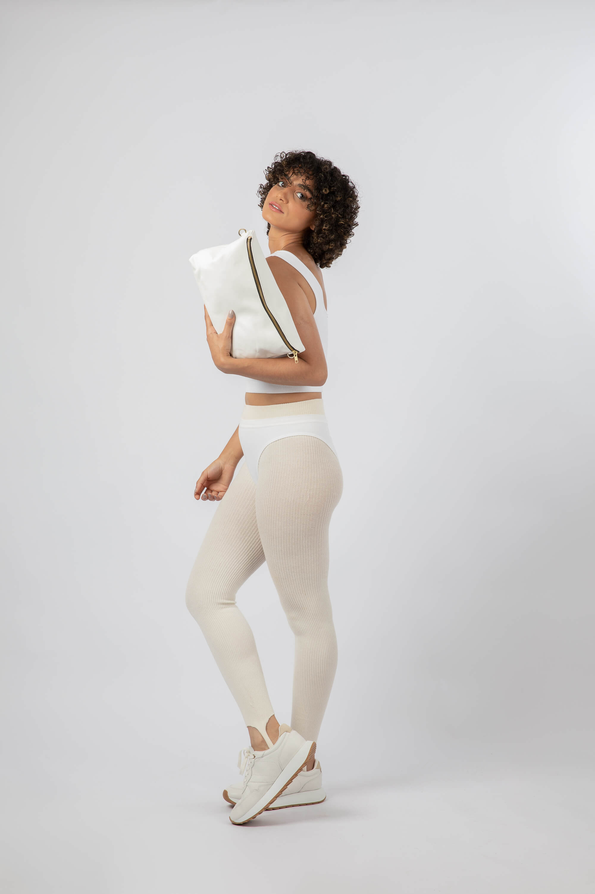 Soft Leather Convertible Clutch Handbag White