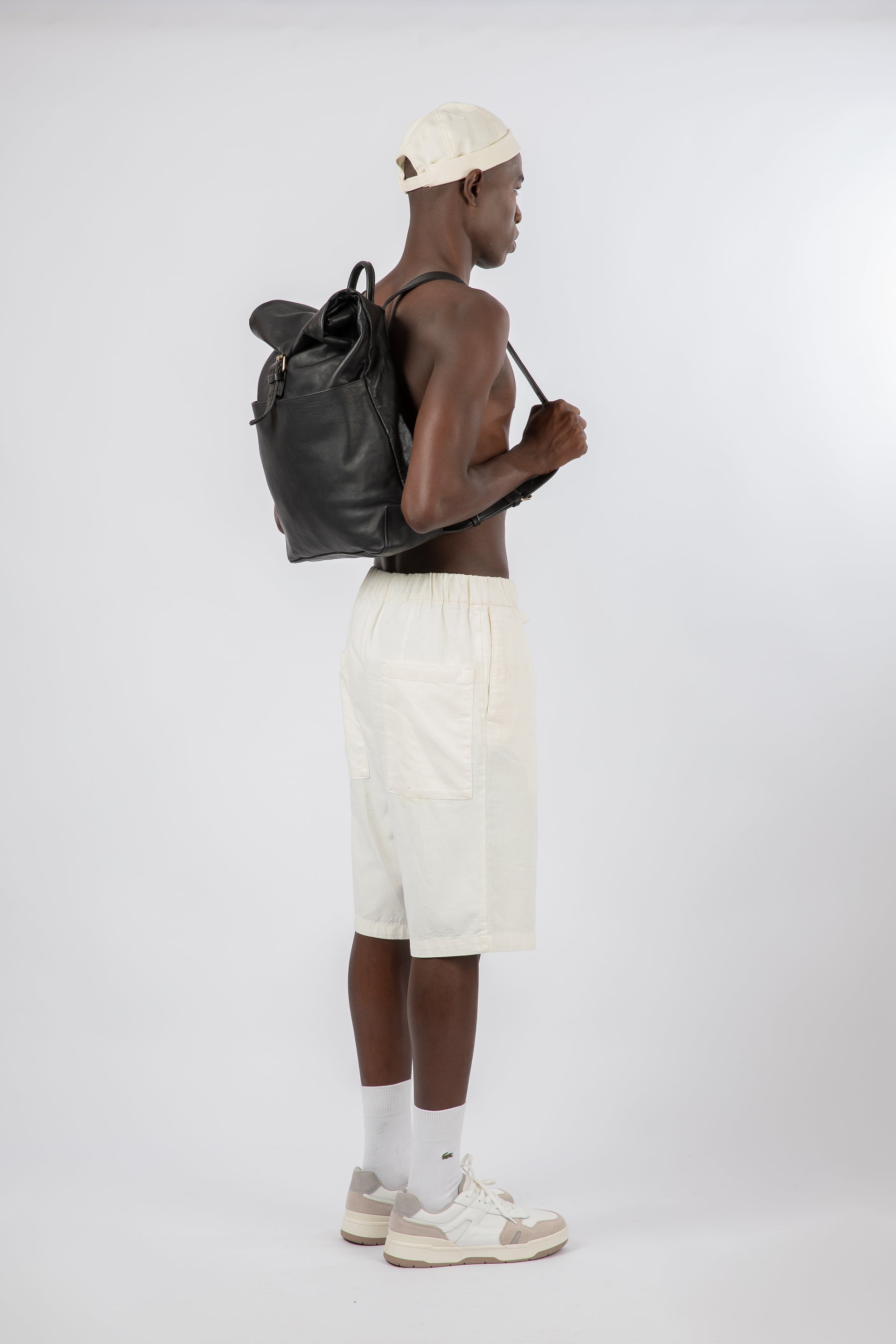 Soft Leather Rolltop Backpack 16" Black