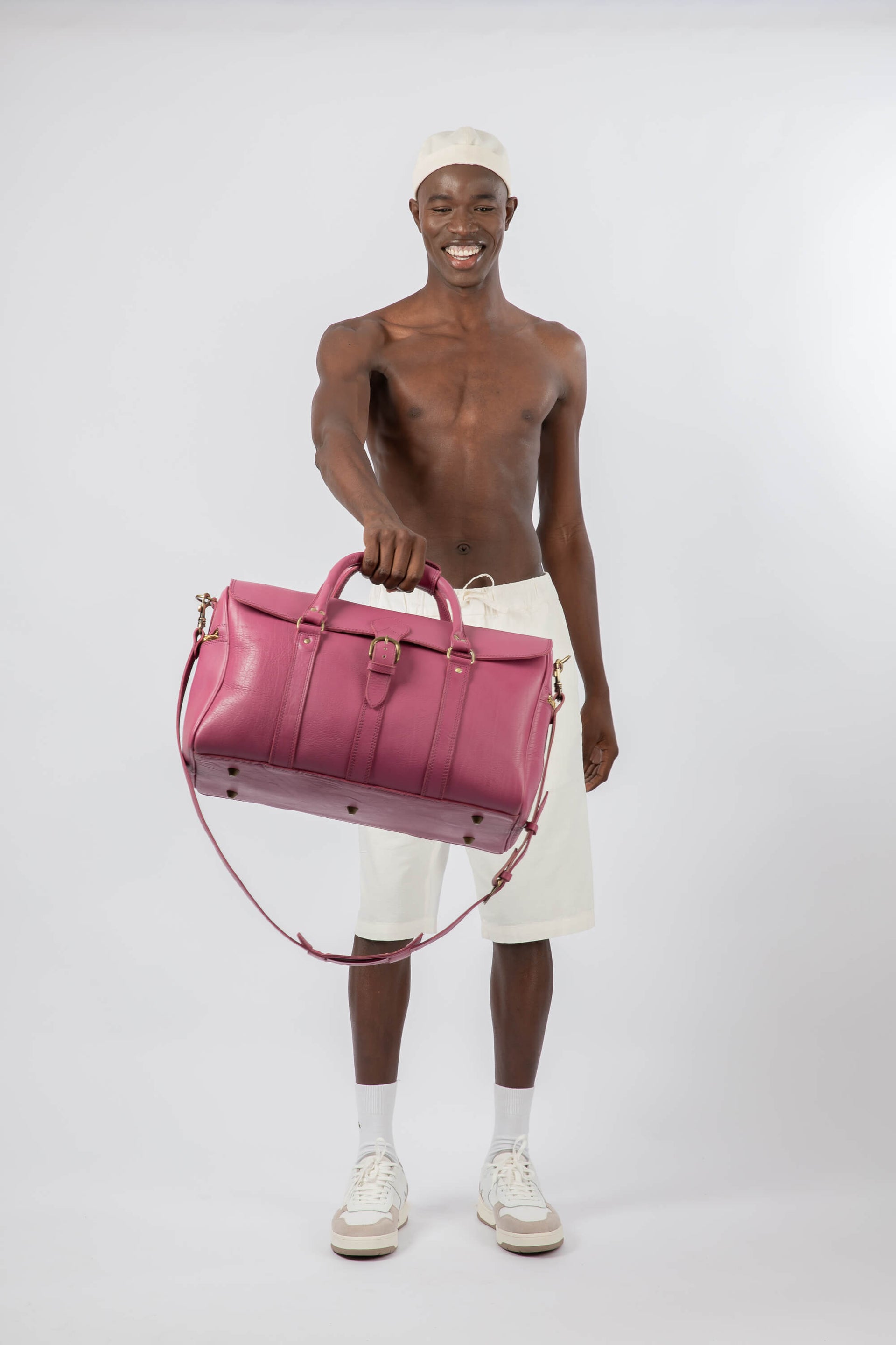 Leather Medium Duffle Bag Pink