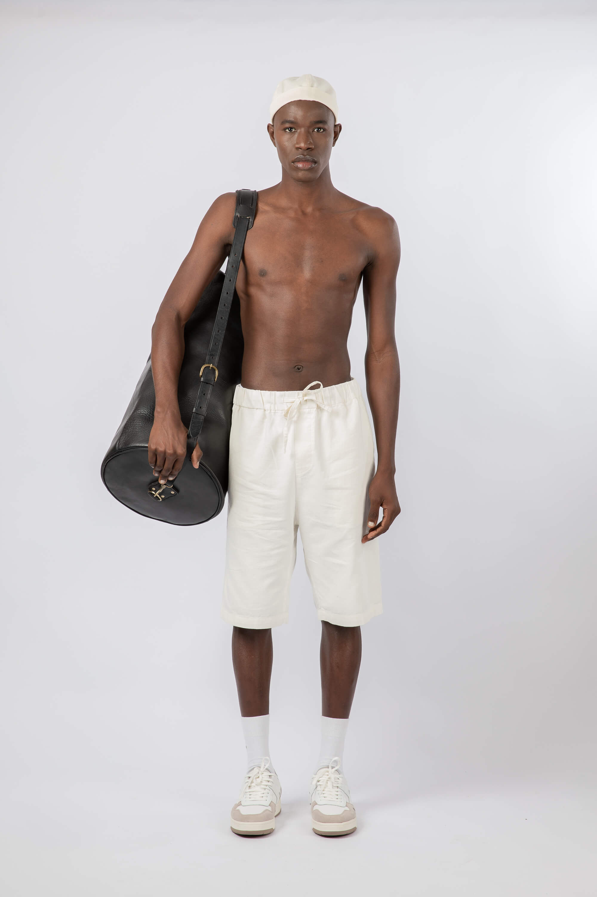 Leather Military Duffle Bag Black