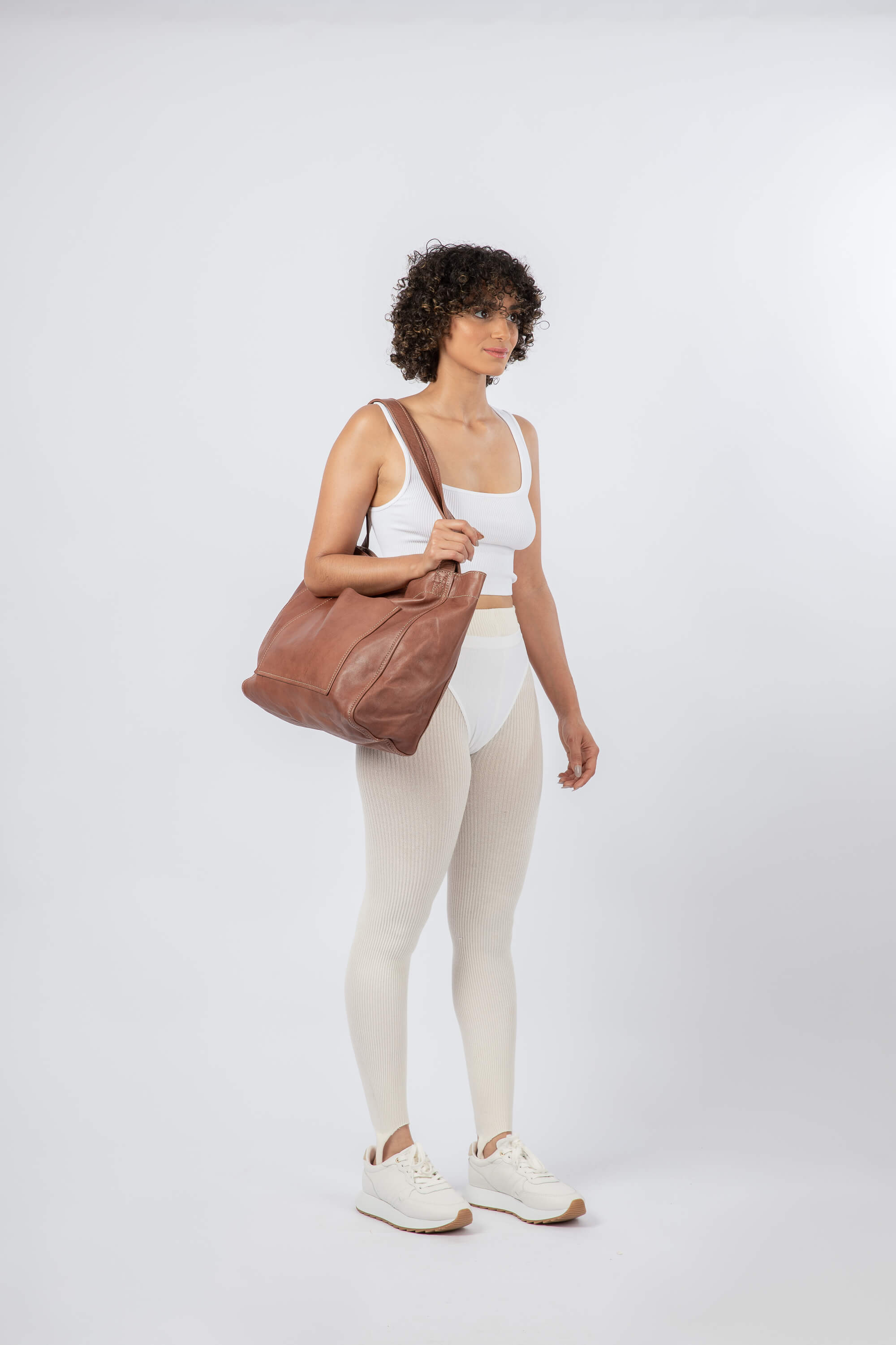 Soft Leather Medium Tote Chestnut - Linden Is Enough