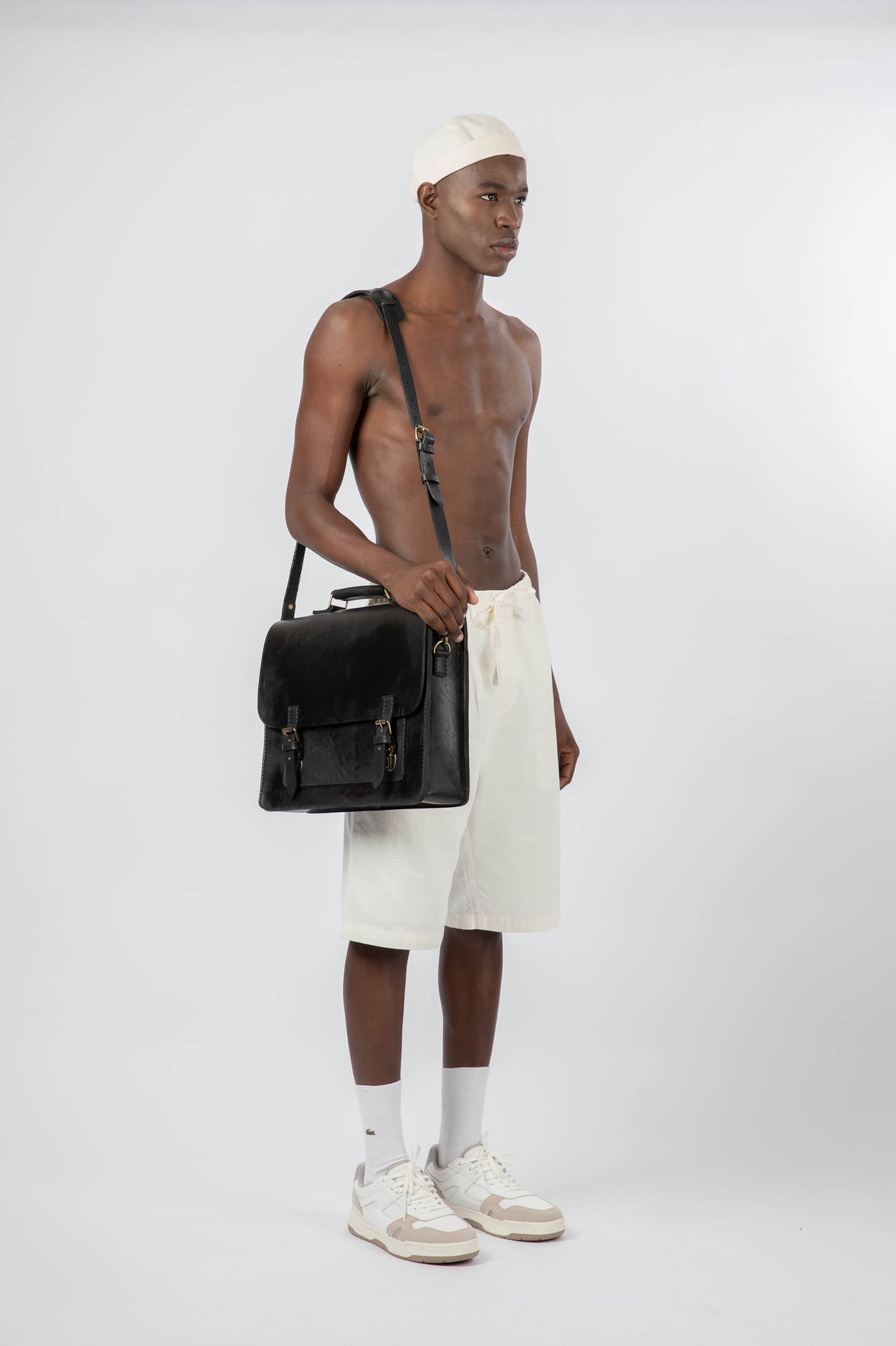Leather Messenger Bag 15" Black