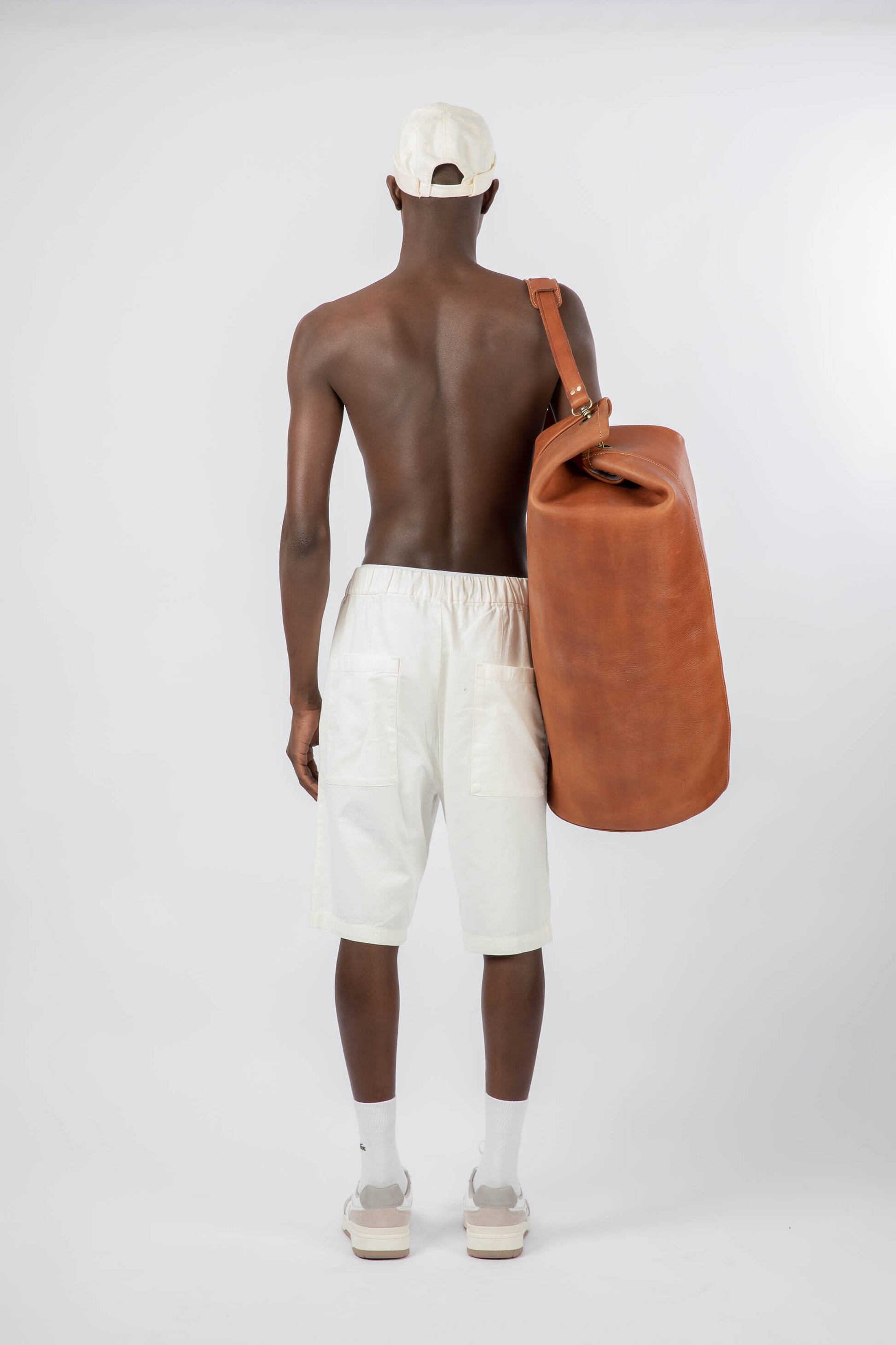 Leather Military Duffle Bag Cognac