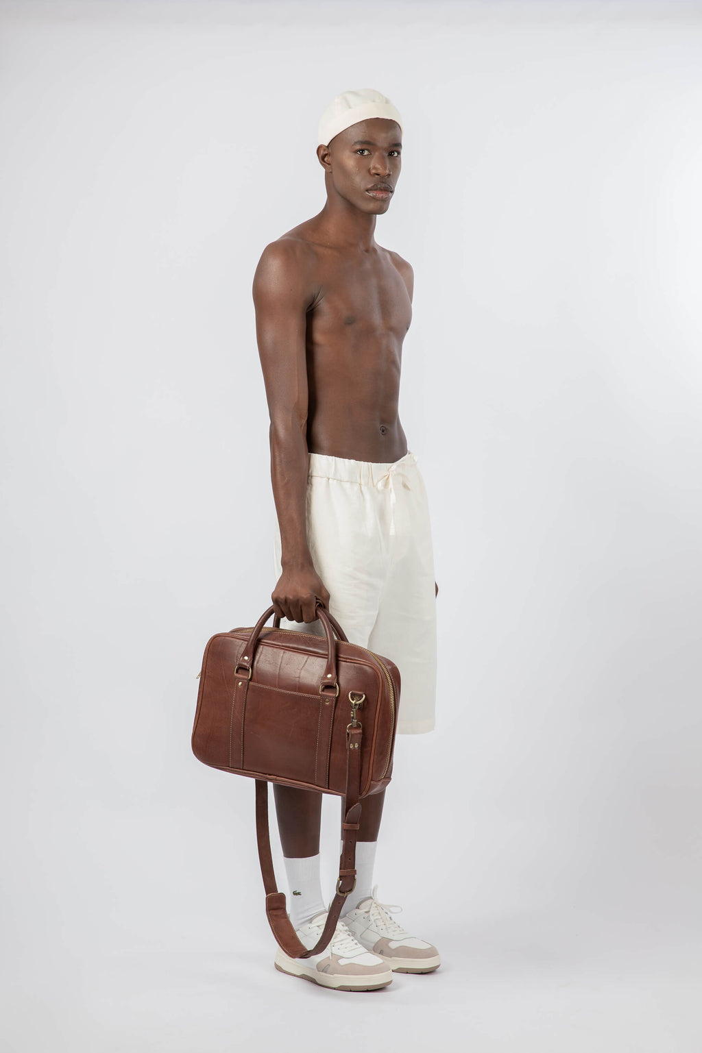 Slim Leather Laptop Bag Chestnut