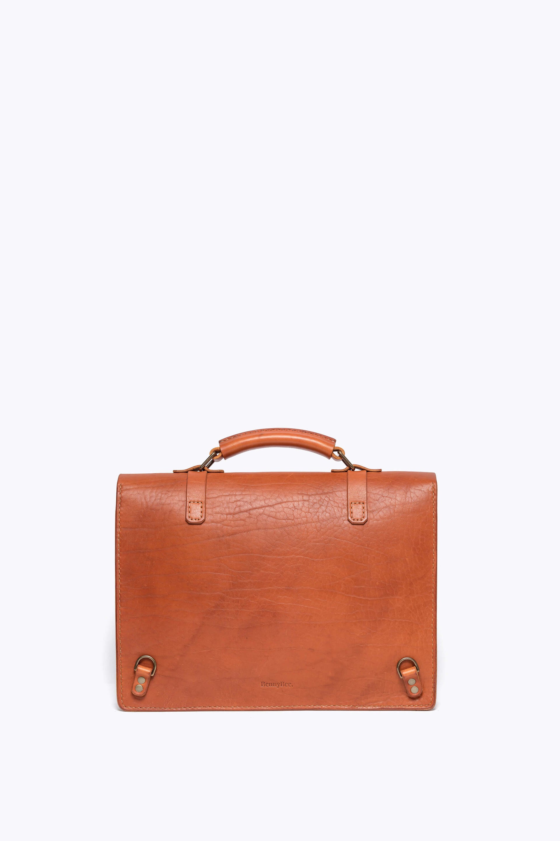 BennyBee Leather Messenger Bag 15" Cognac
