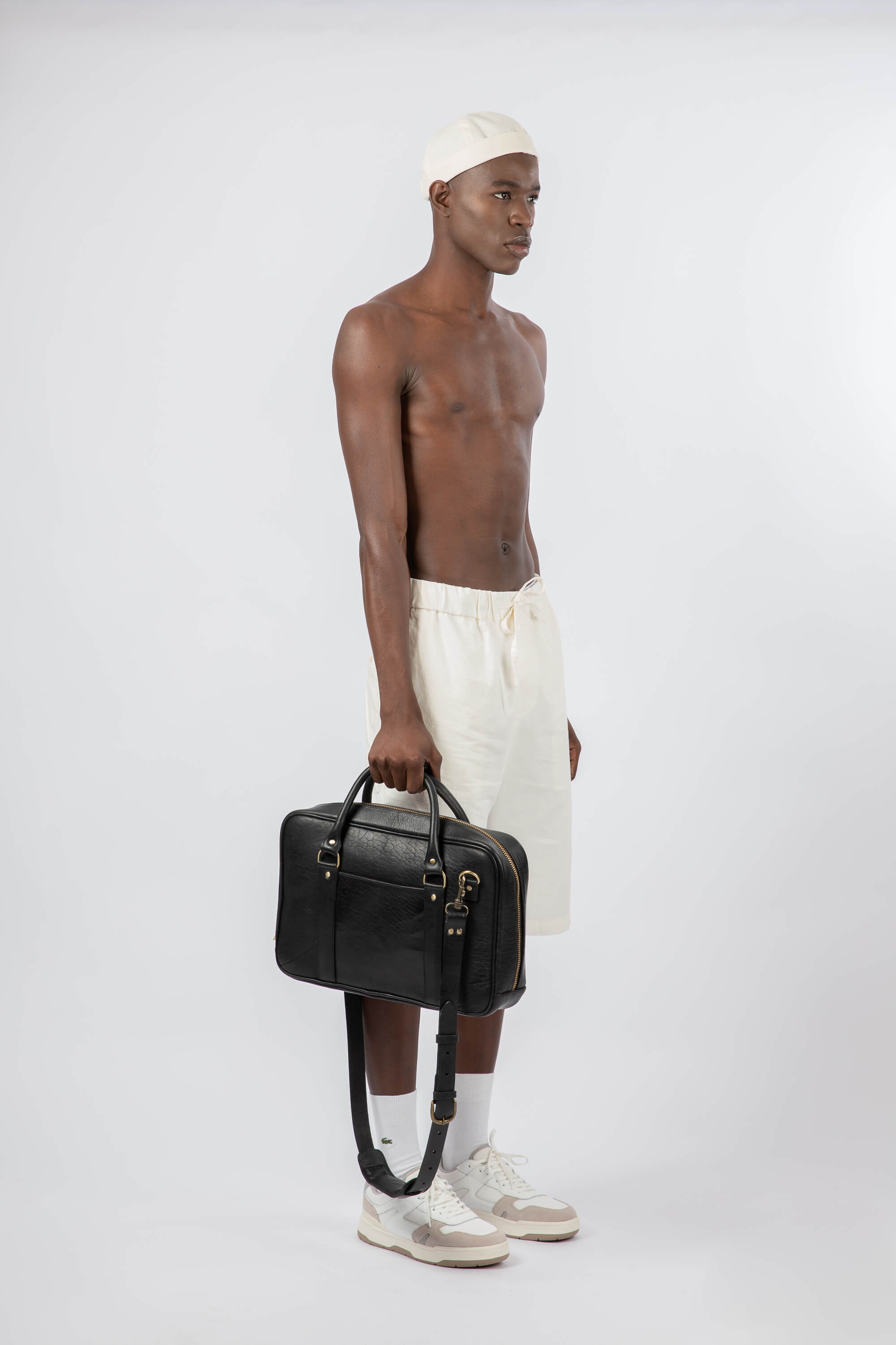 Slim Leather Laptop Bag Black