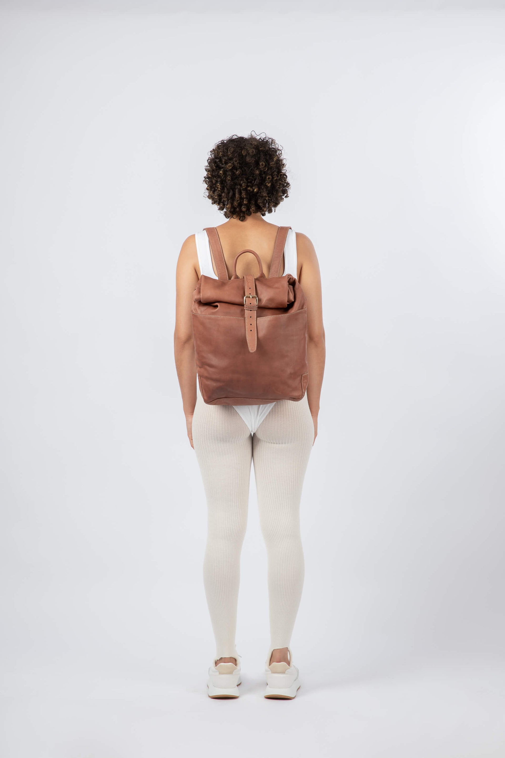 Soft Leather Rolltop Backpack 13" Chestnut