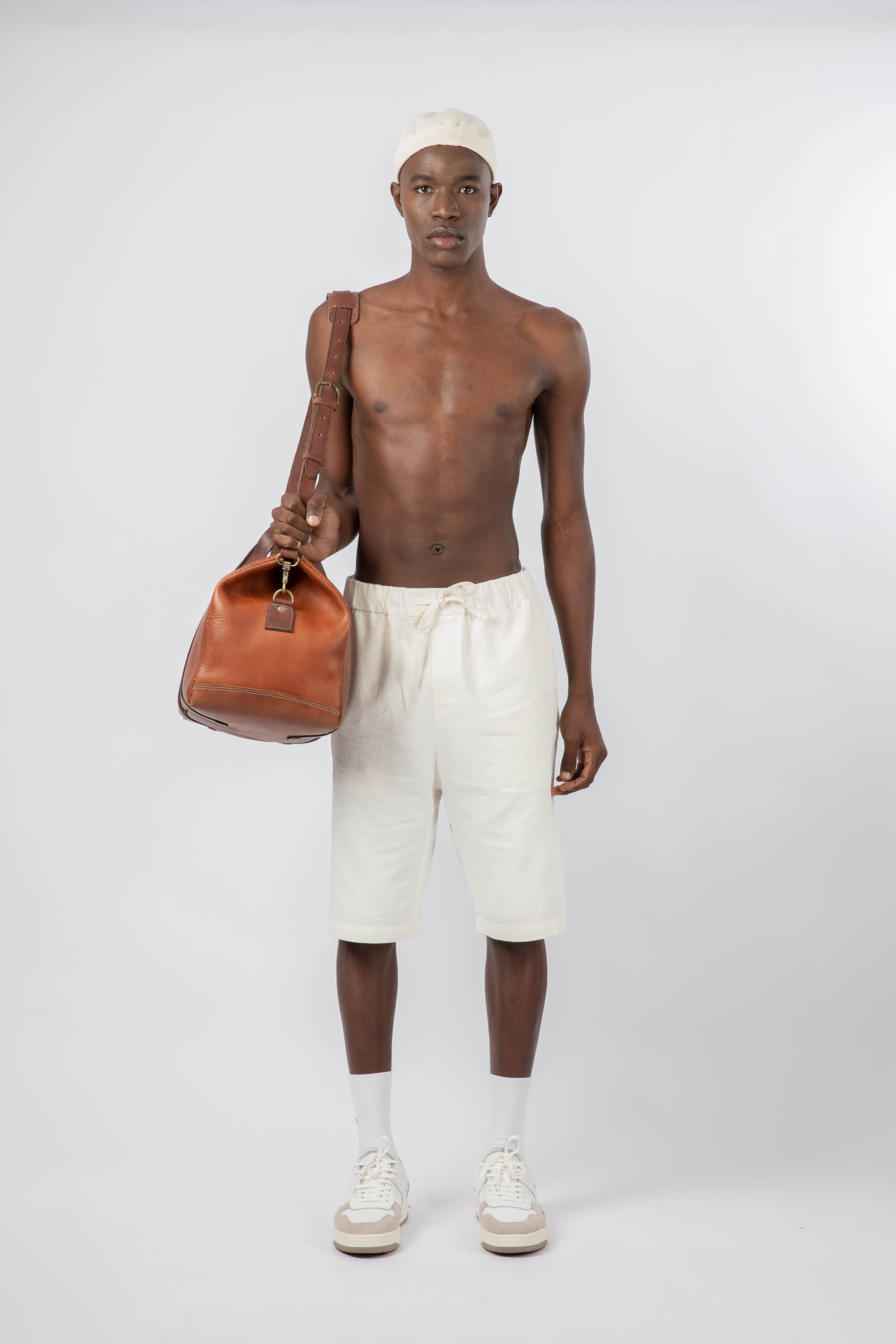 Leather Weekender Bag Cognac