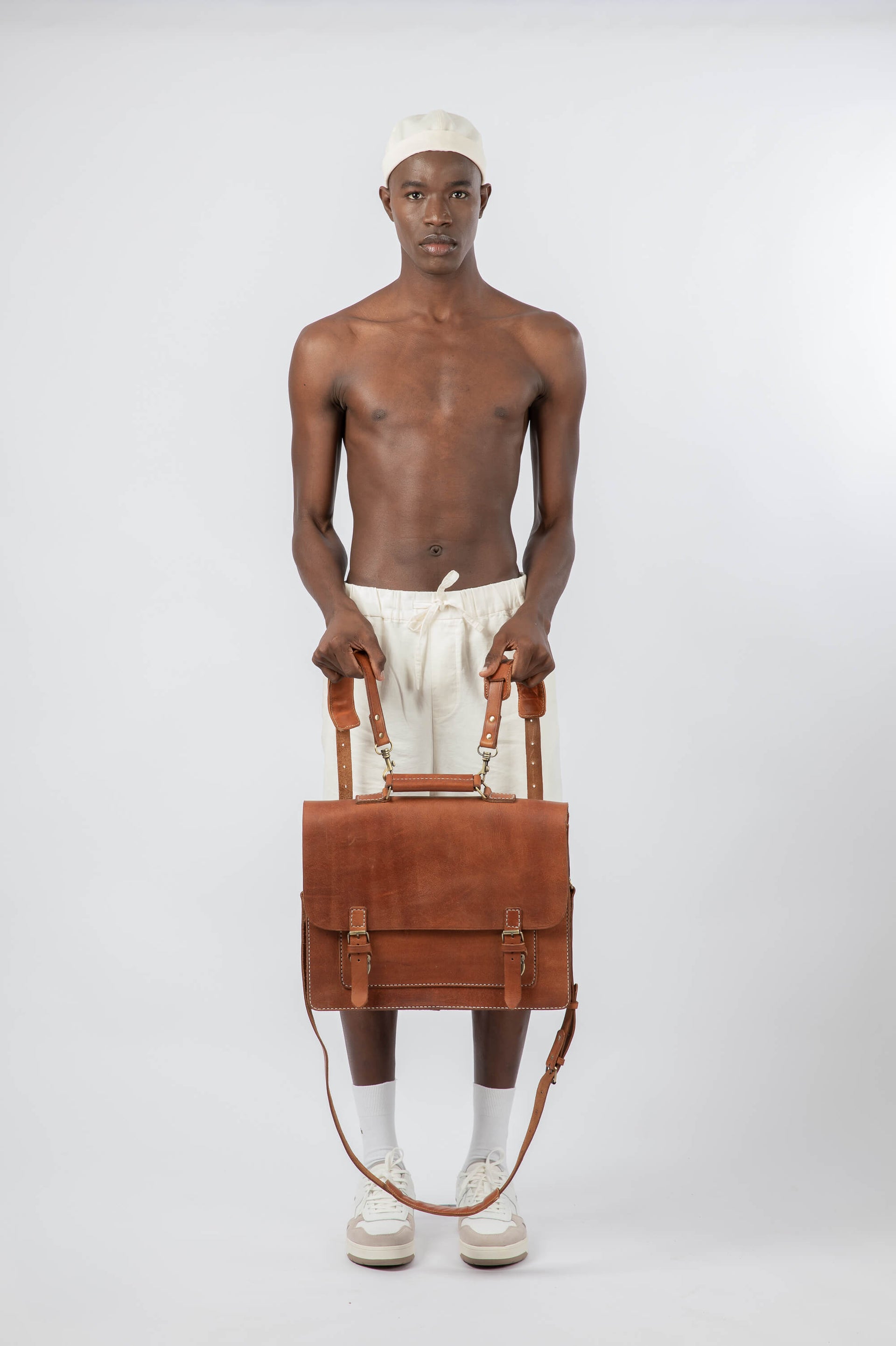Leather Backpack Straps for Messenger Bag Cognac