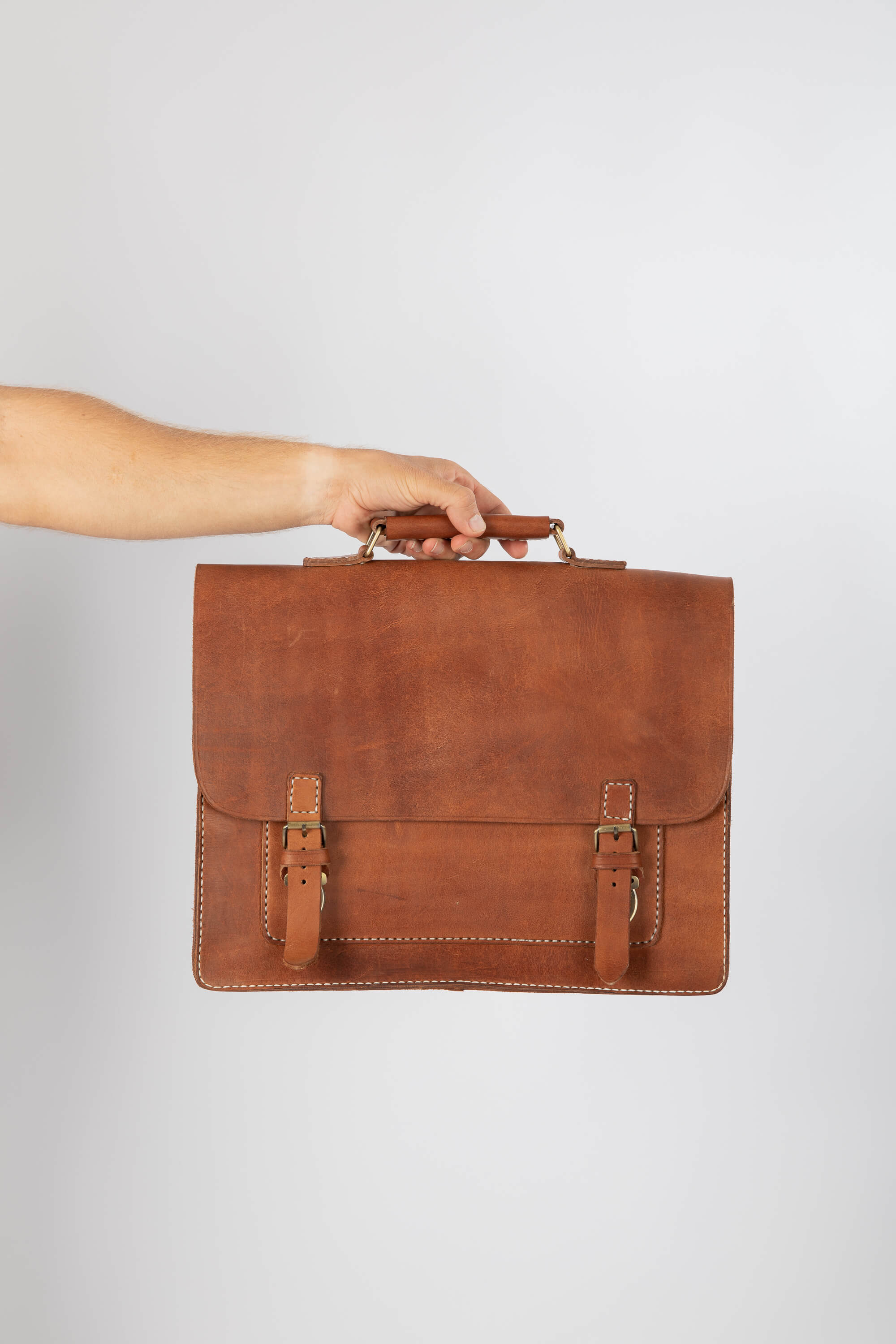 Leather Messenger Bag 15" Chestnut