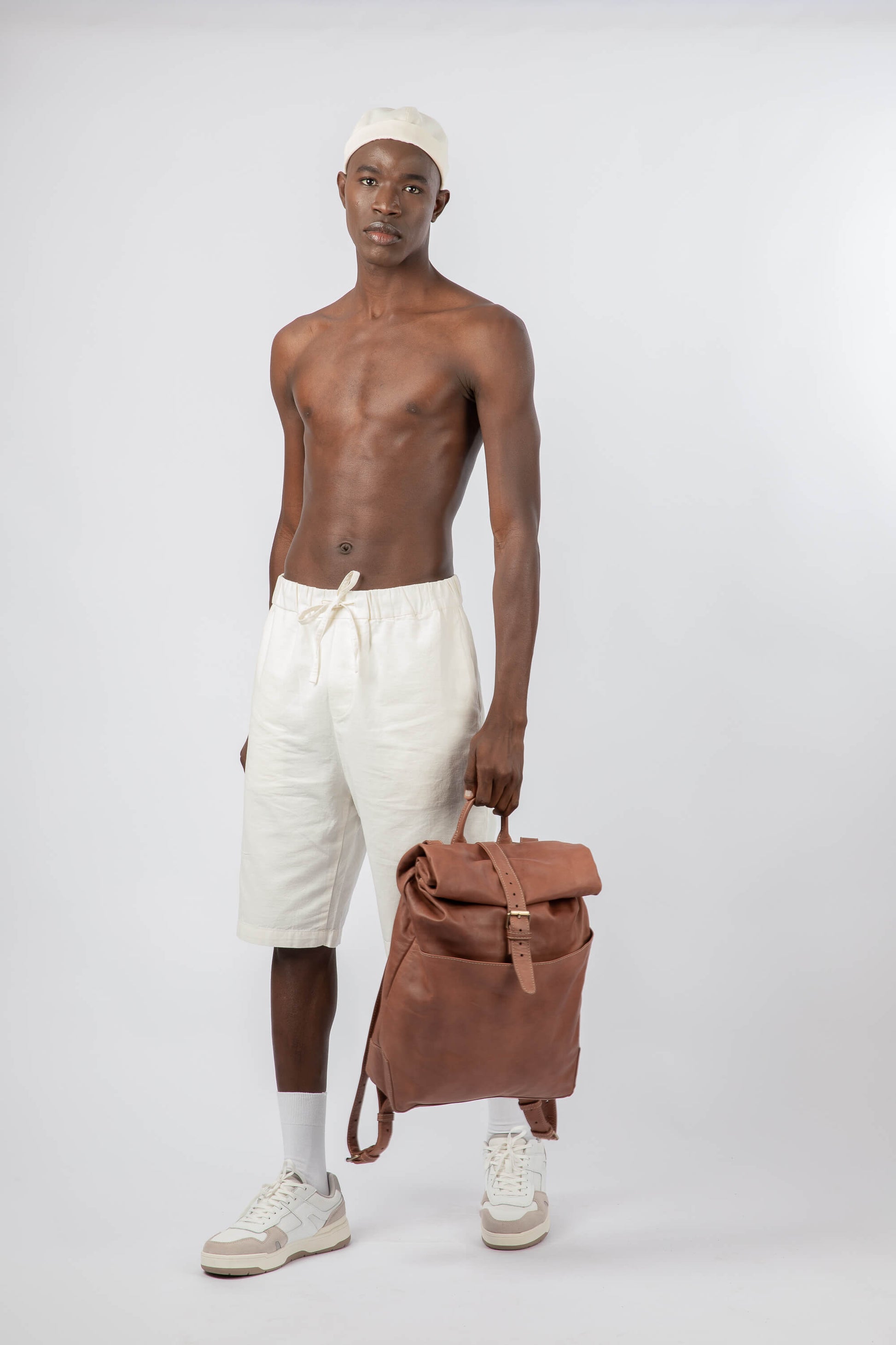 Soft Leather Rolltop Backpack 16" Chestnut