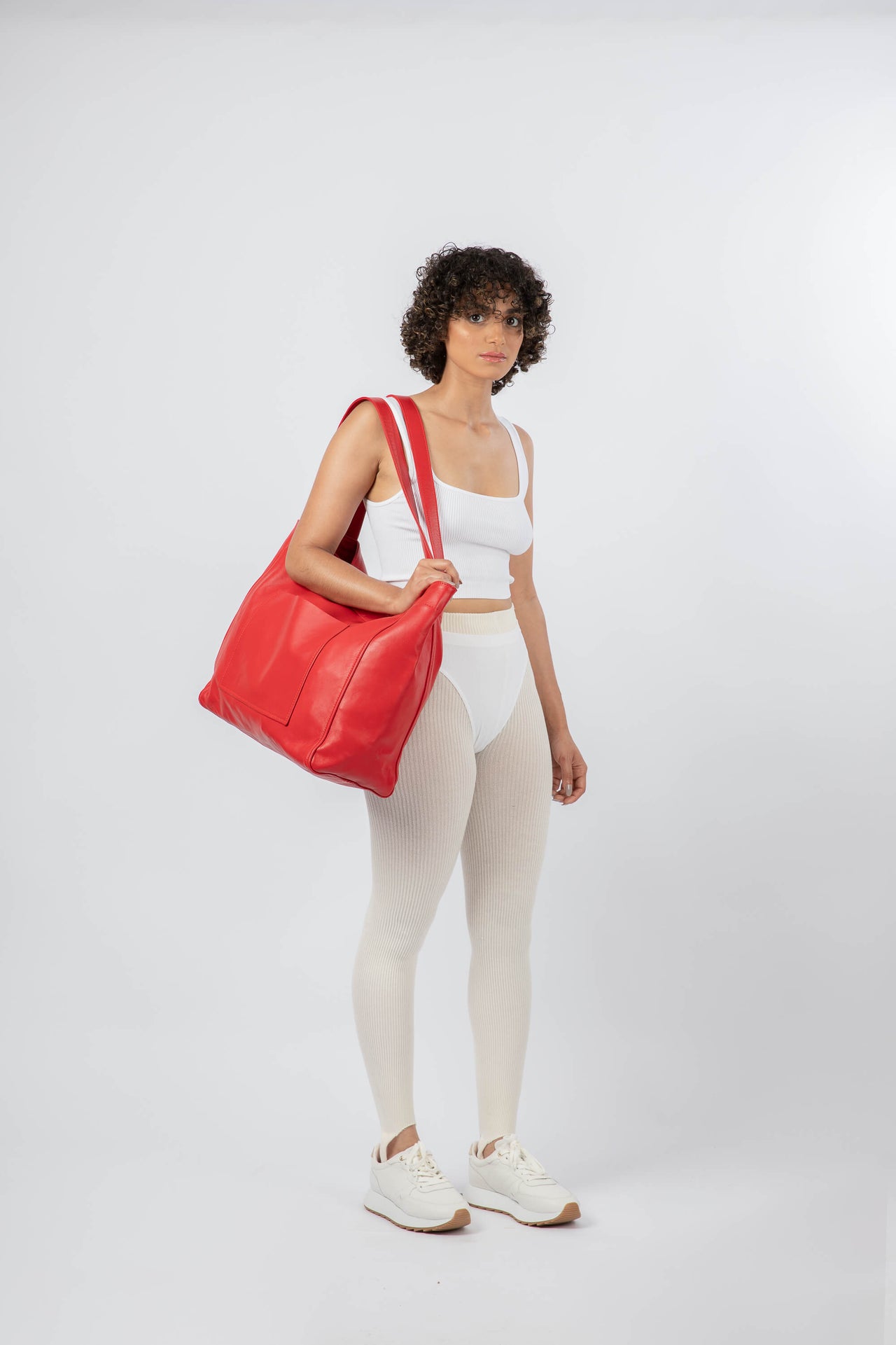 Soft Leather Maxi Tote Red