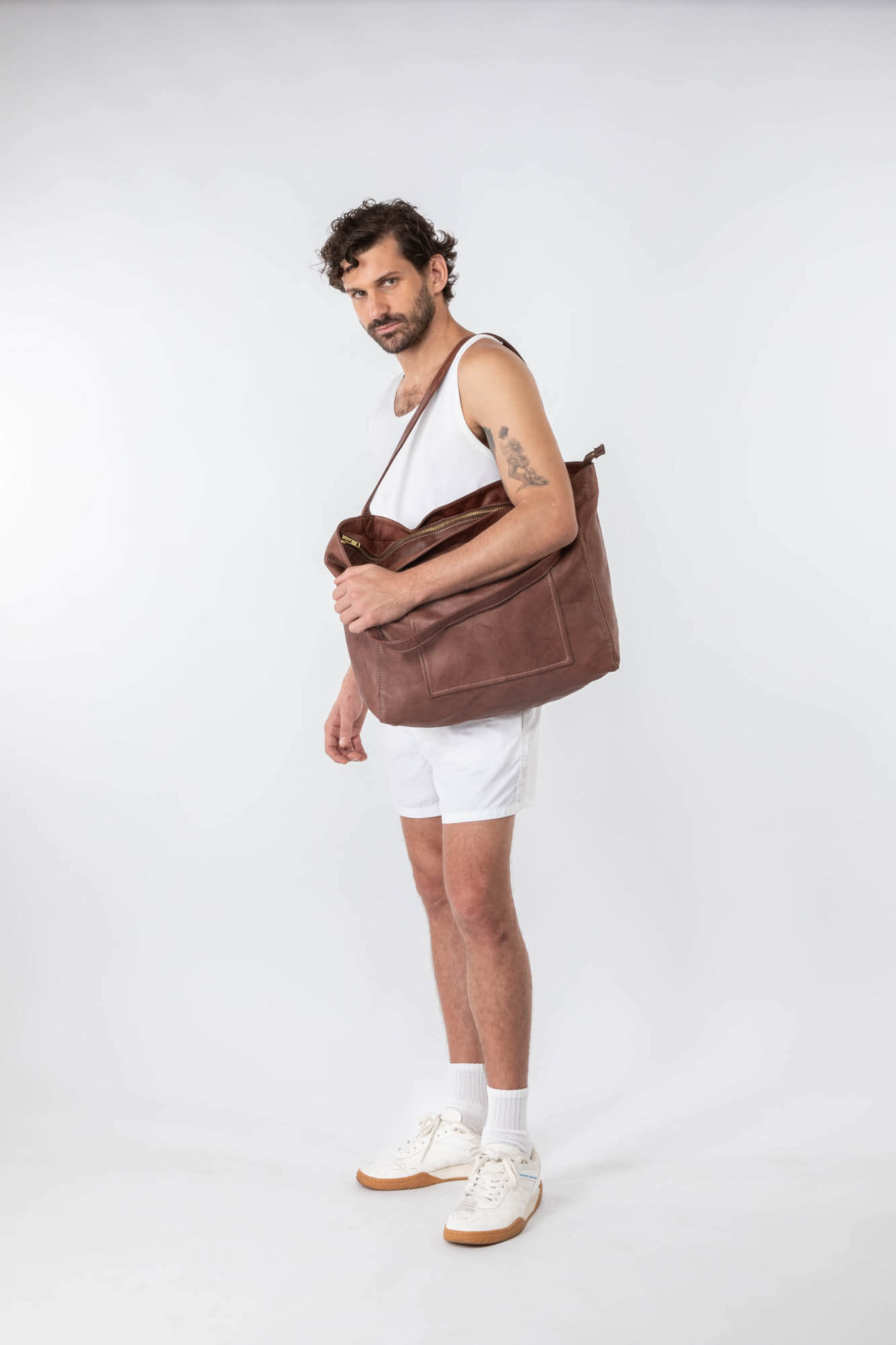 Soft Leather Maxi Tote Chestnut - Linden Is Enough
