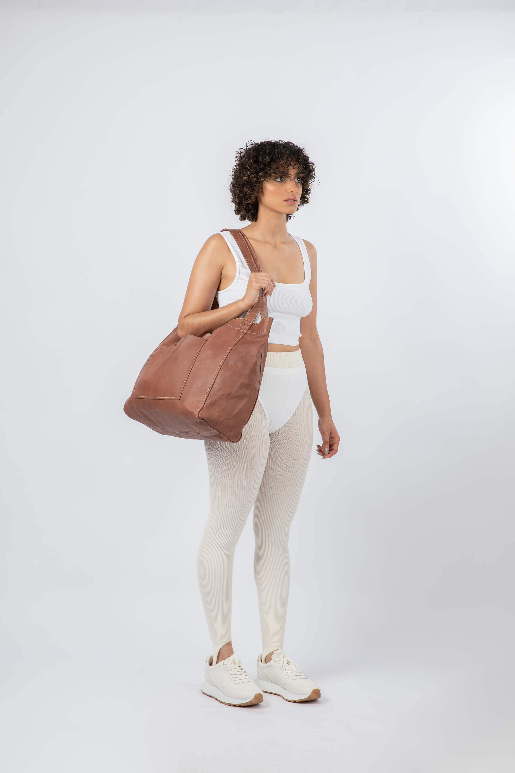 Soft Leather Maxi Tote Chestnut - Linden Is Enough