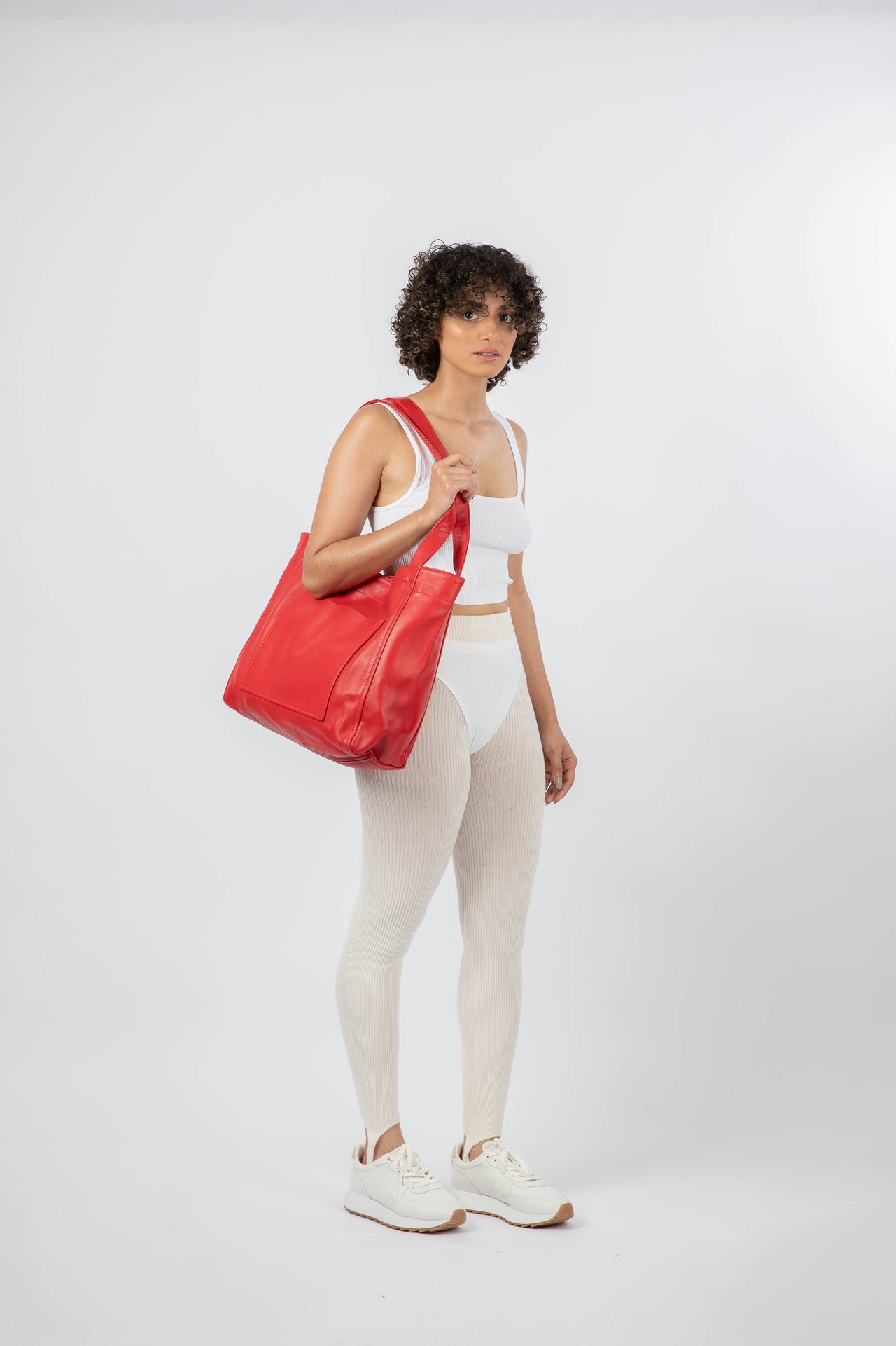 Soft Leather Medium Tote Red
