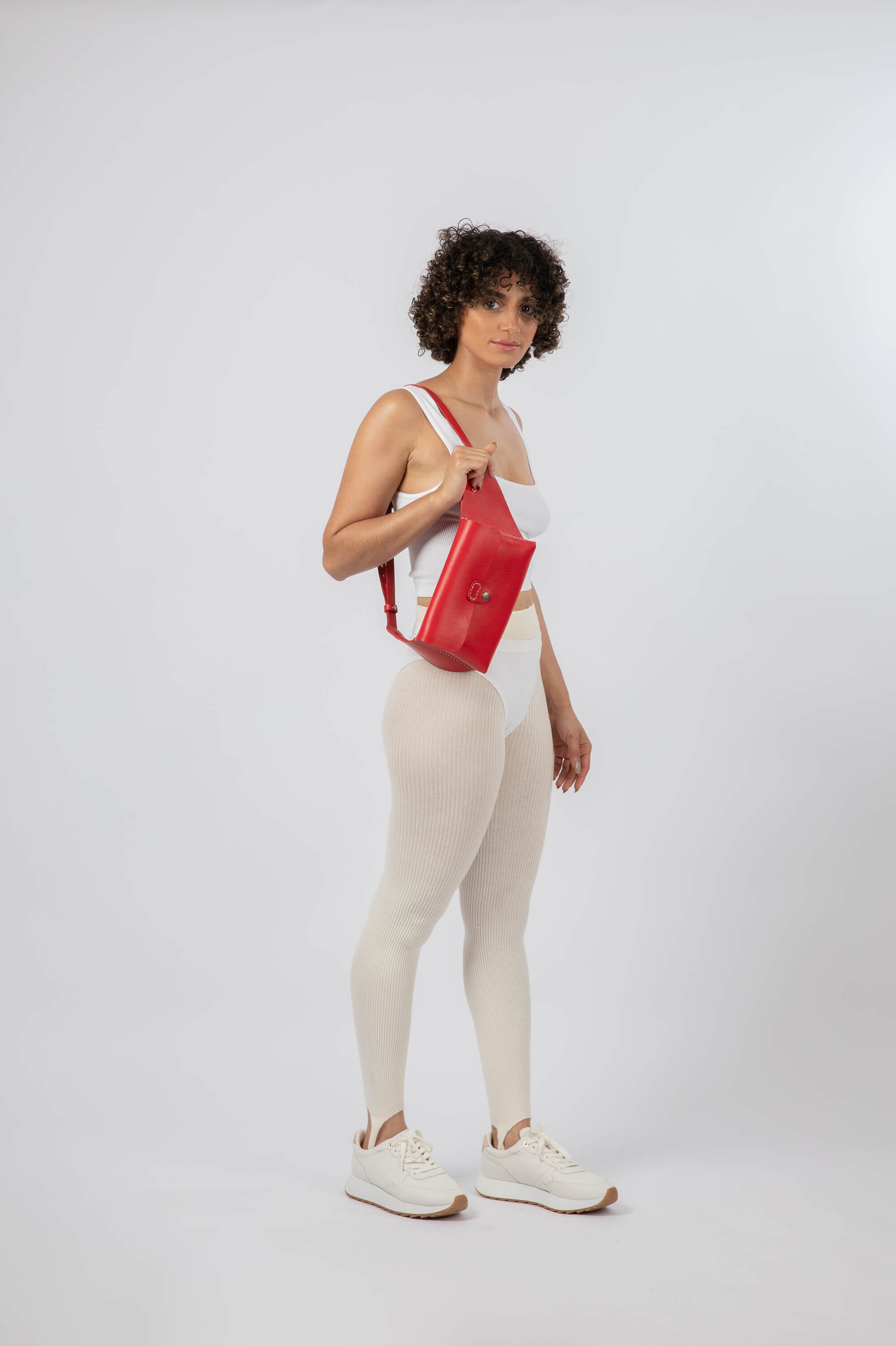 Leather Belt Bag Red