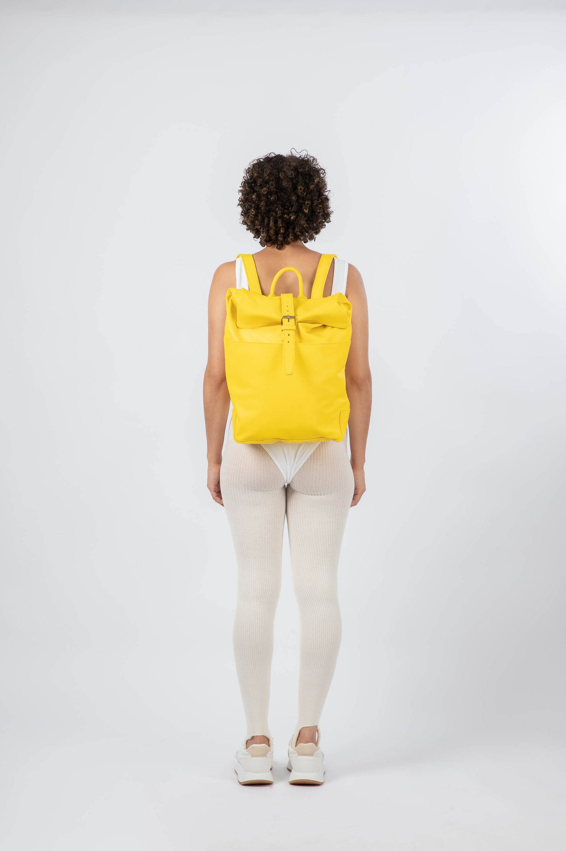 Soft Leather Rolltop Backpack 13" Yellow