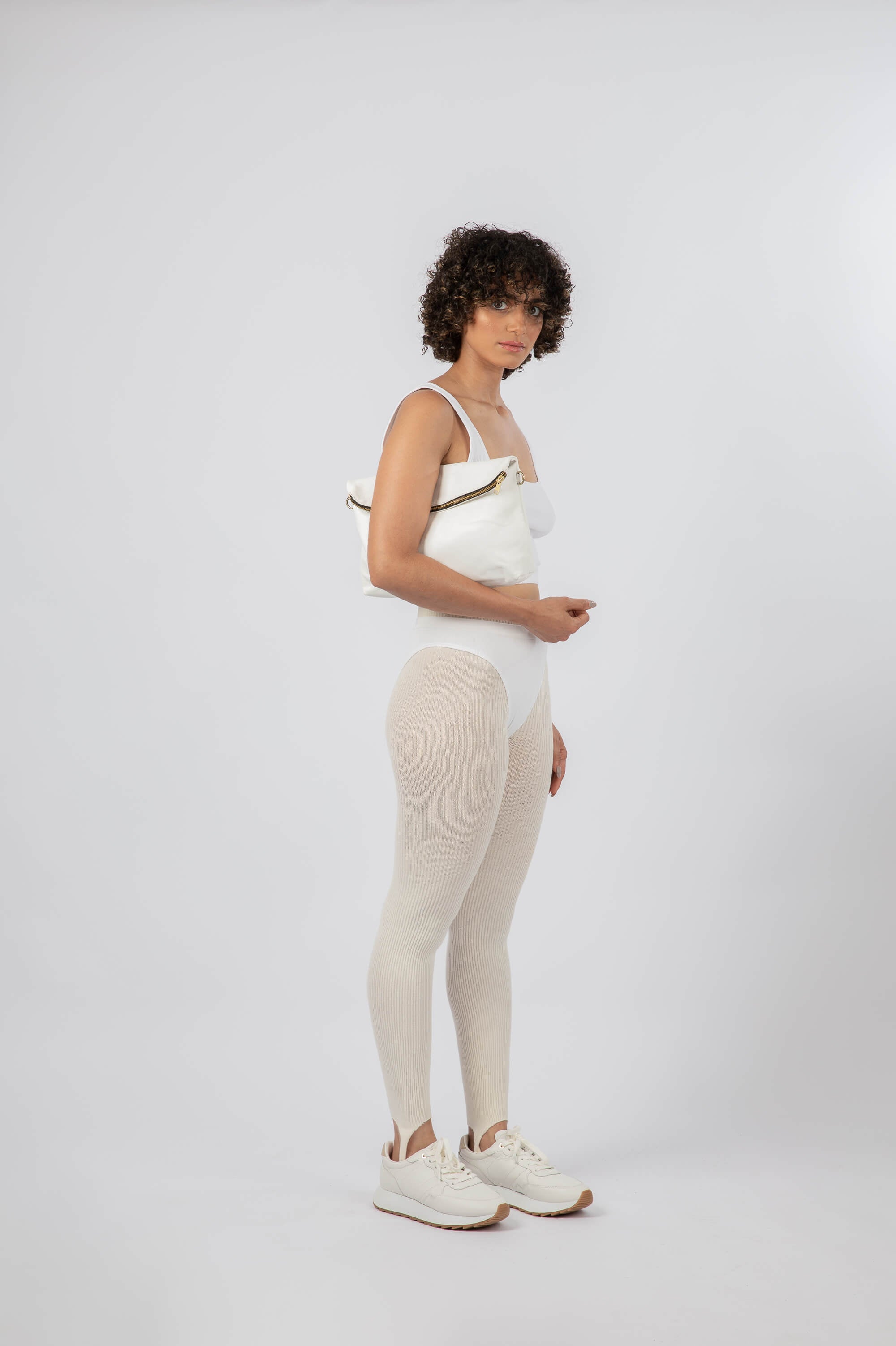 Soft Leather Convertible Clutch Handbag White