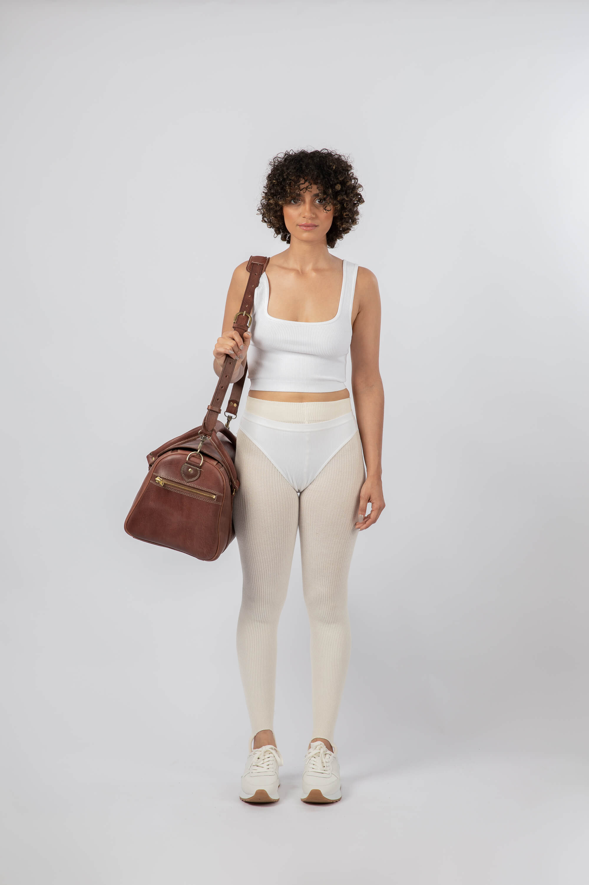 Leather Small Duffle Bag Chestnut