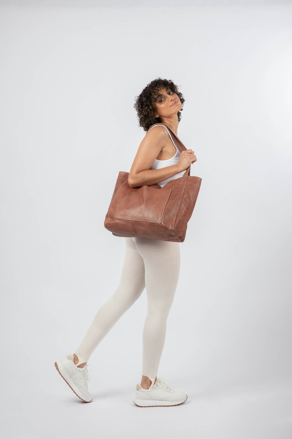 Soft Leather Medium Tote Chestnut