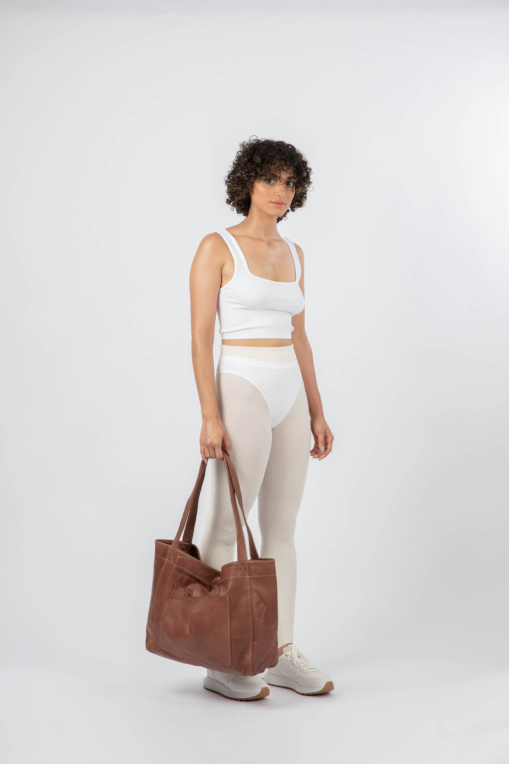 Soft Leather Medium Tote Chestnut
