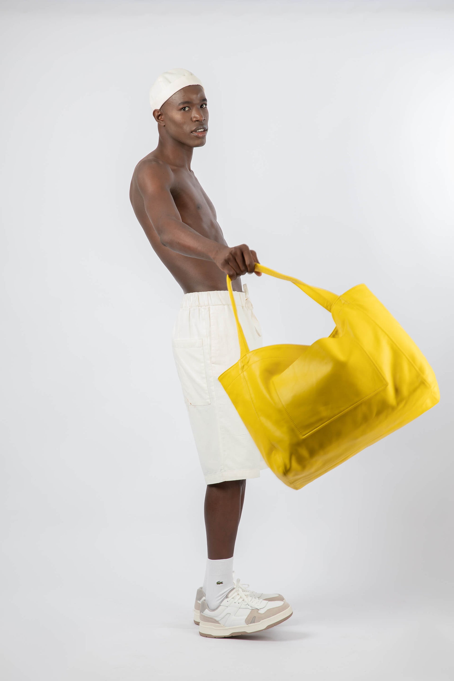 Soft Leather Maxi Tote Yellow