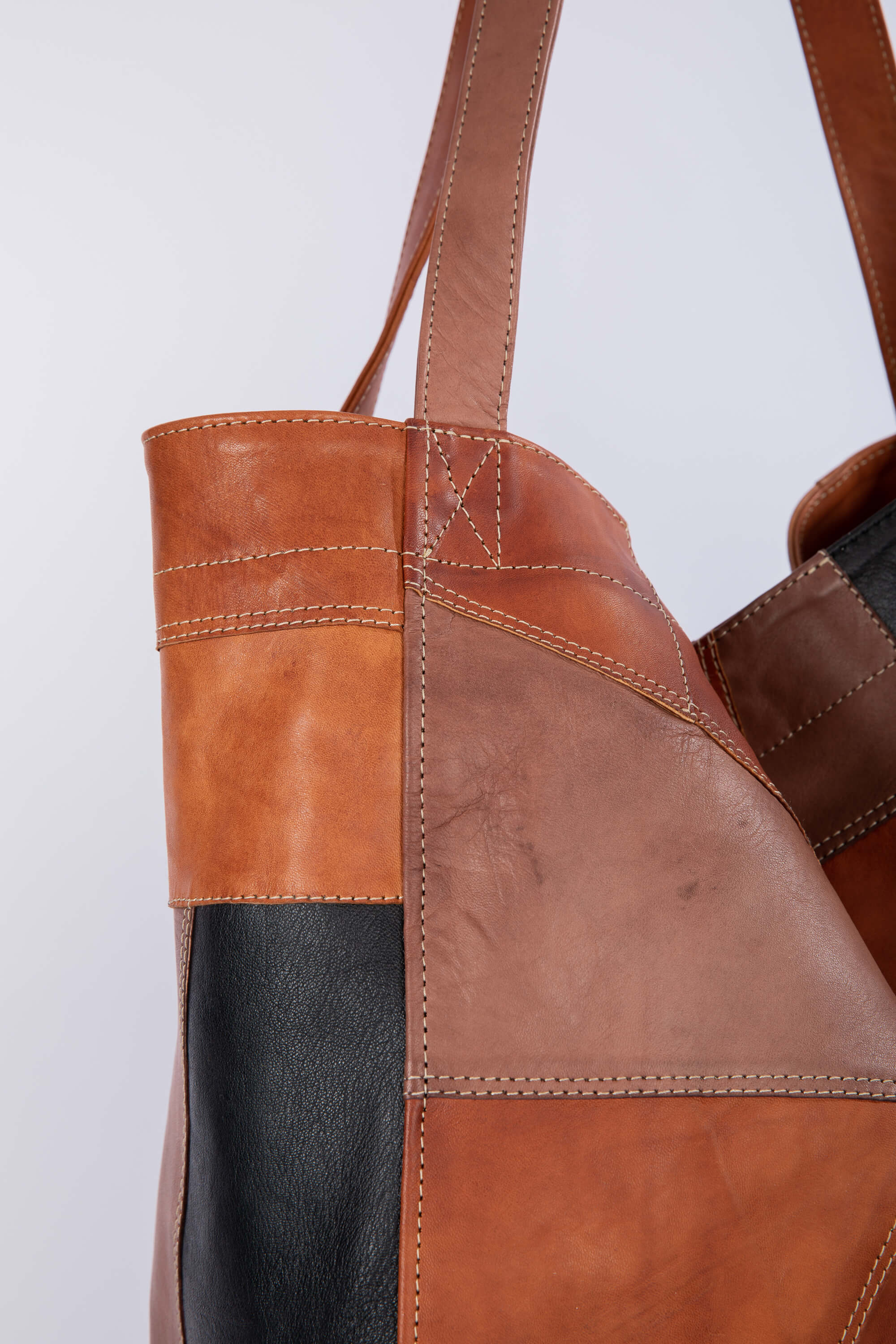 Patchwork handbag in leather