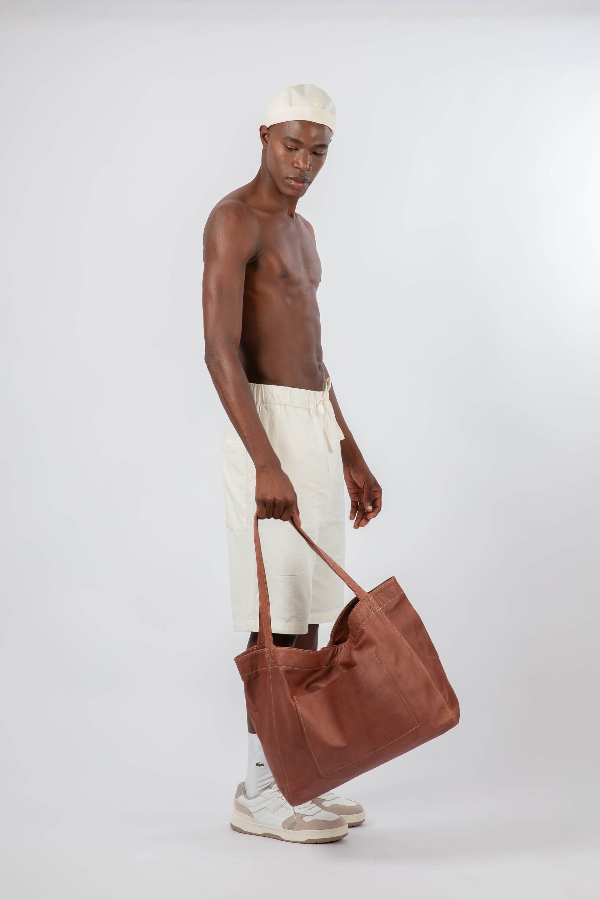 Soft Leather Maxi Tote Chestnut