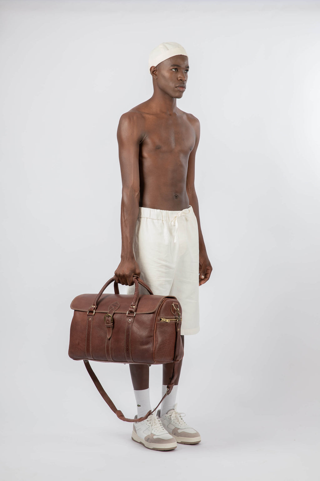 Leather Medium Duffle Bag Chestnut