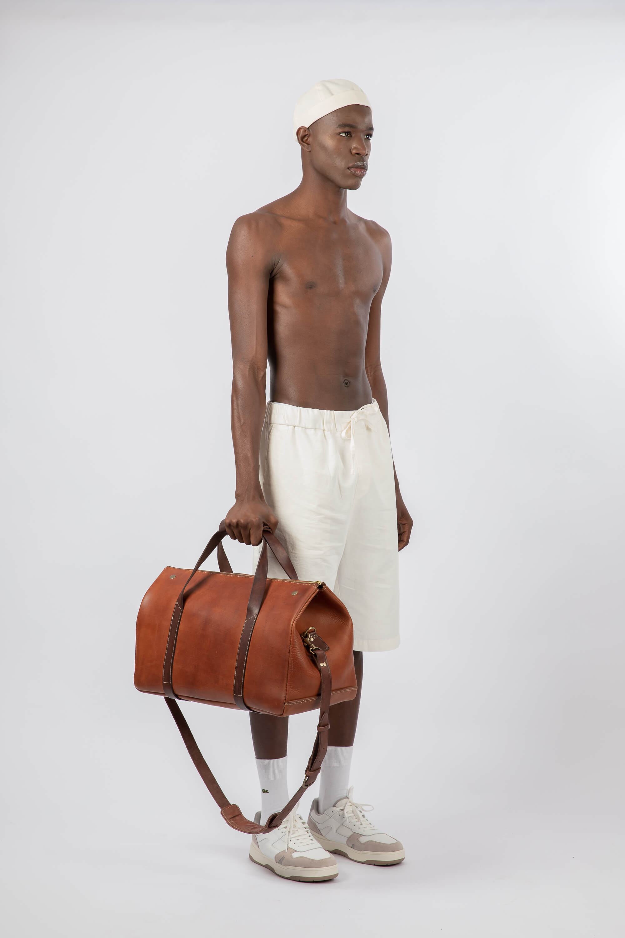Leather Weekender Bag Cognac