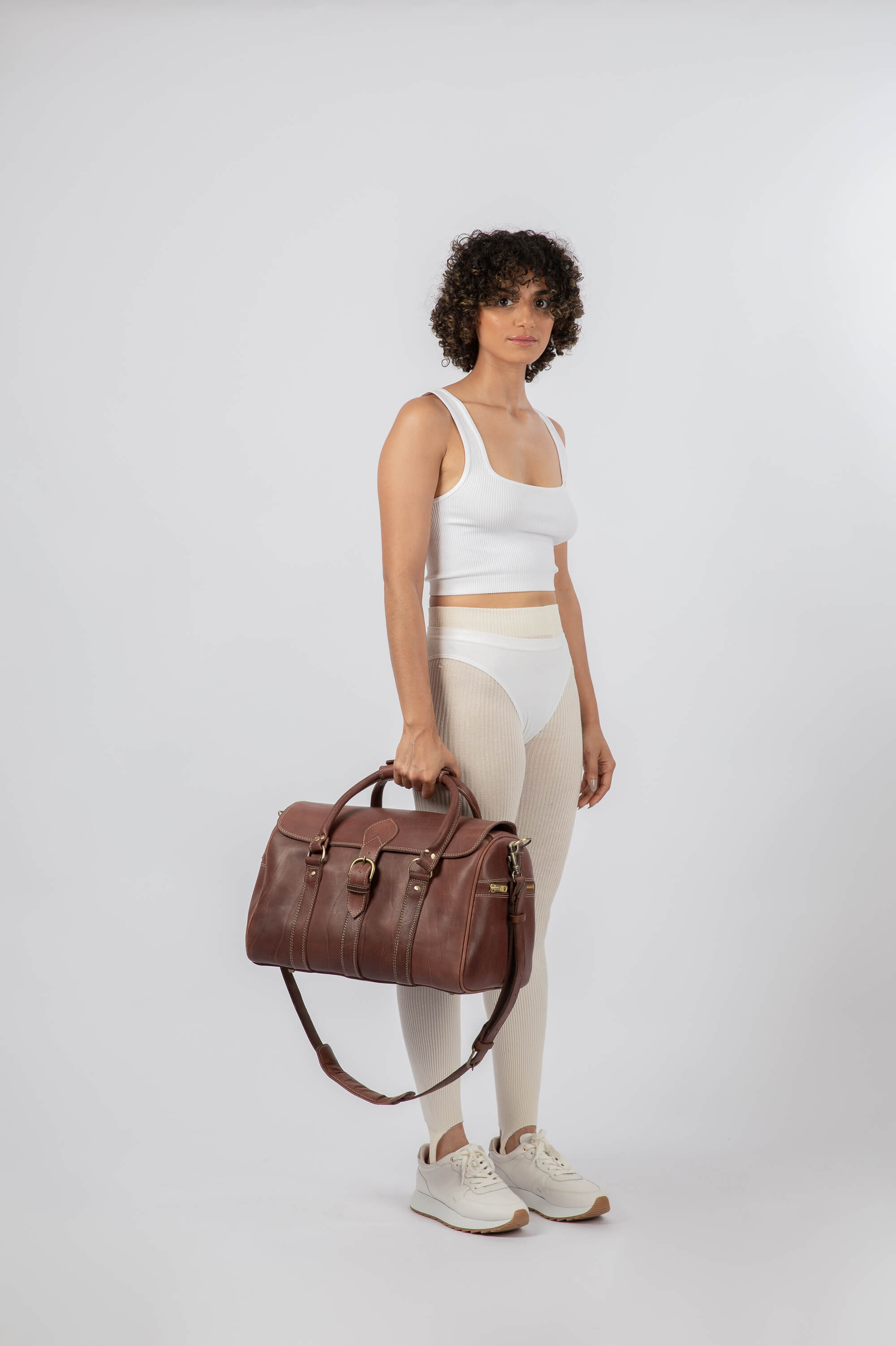 Leather Small Duffle Bag Chestnut