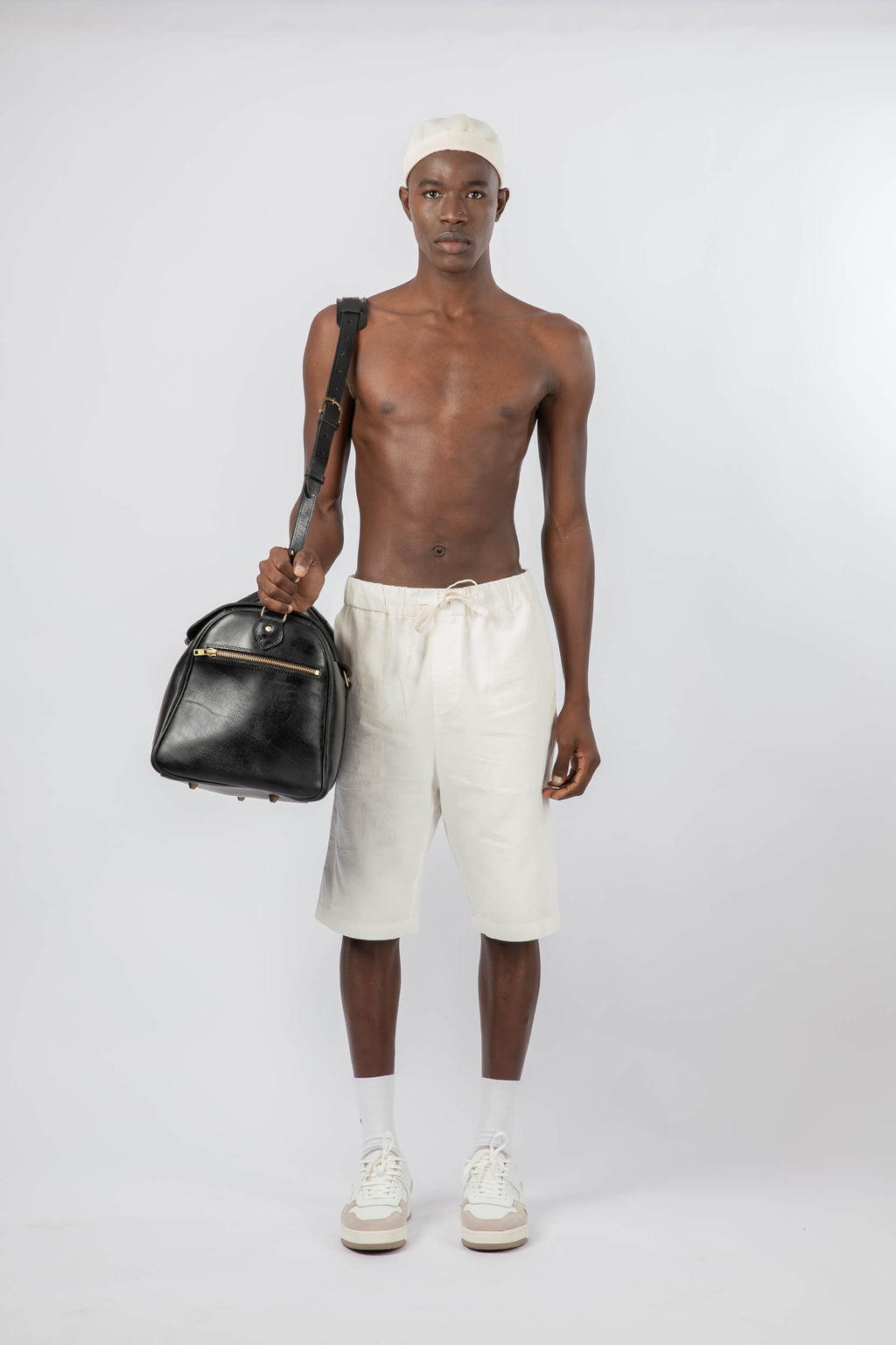 Leather Large Duffle Bag Black